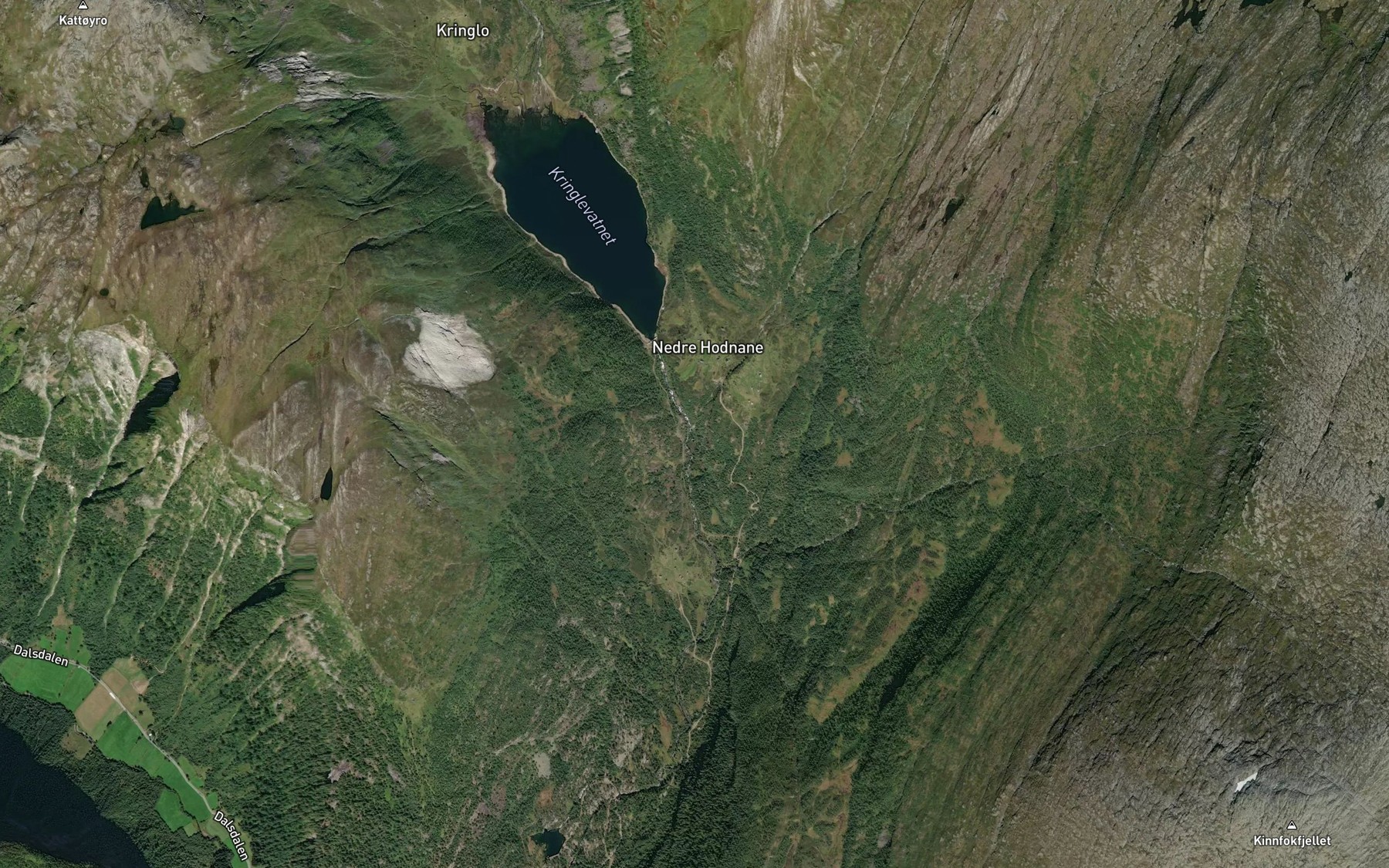 Satellite map of the Hodnafossen