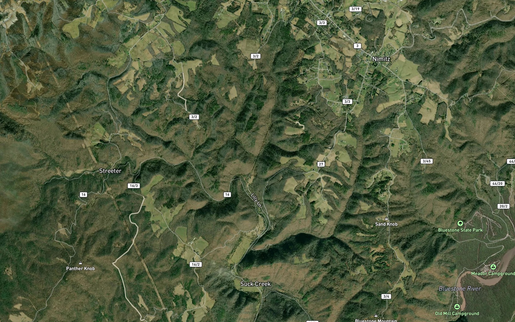 Satellite map of the Jumping Branch