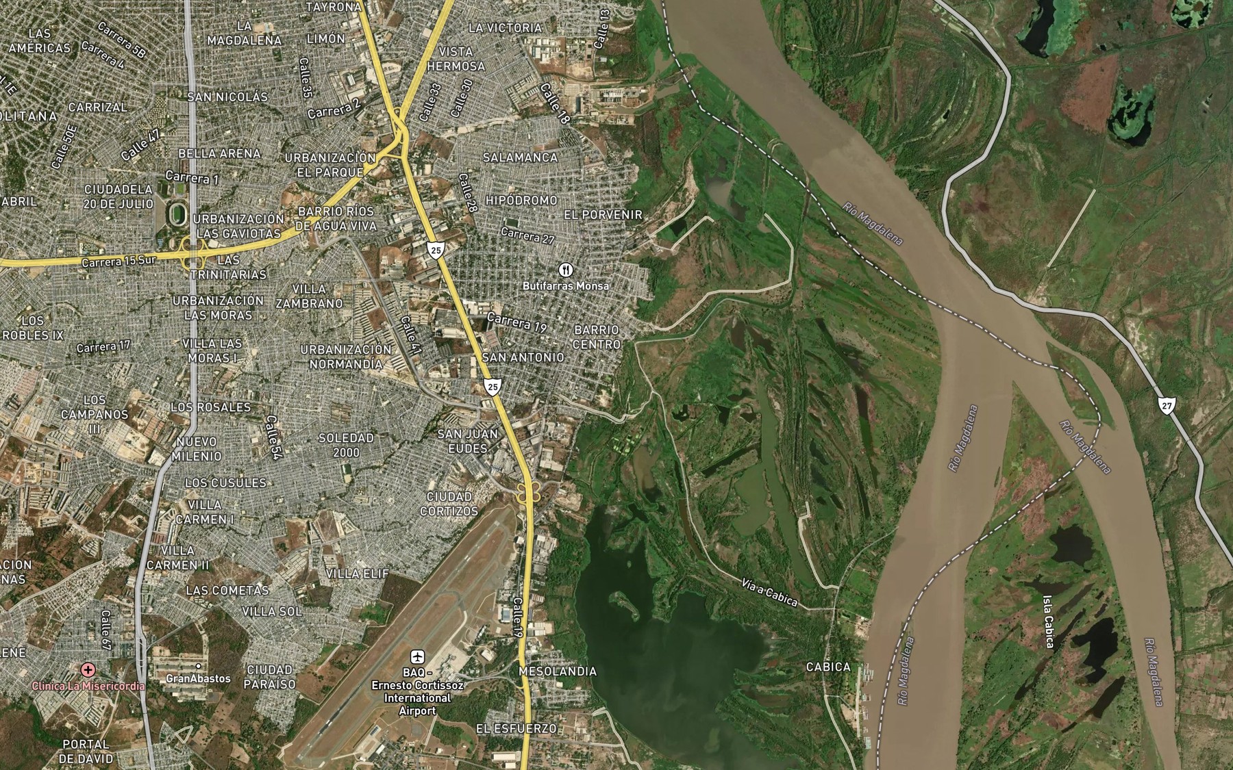 Satellite map of the Cano de Soledad