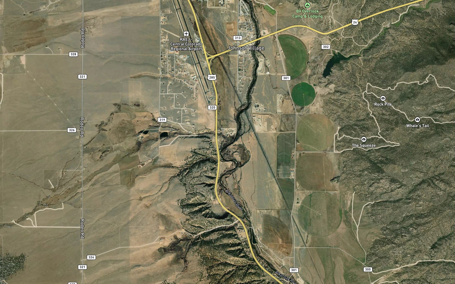 Satellite map of the Maxwell Creek