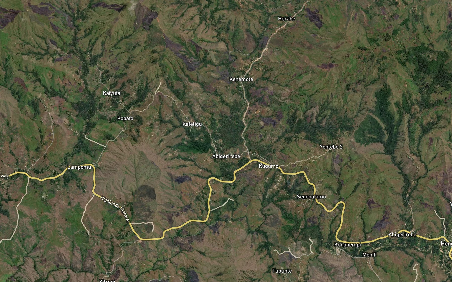 Satellite map of the Kafetina River
