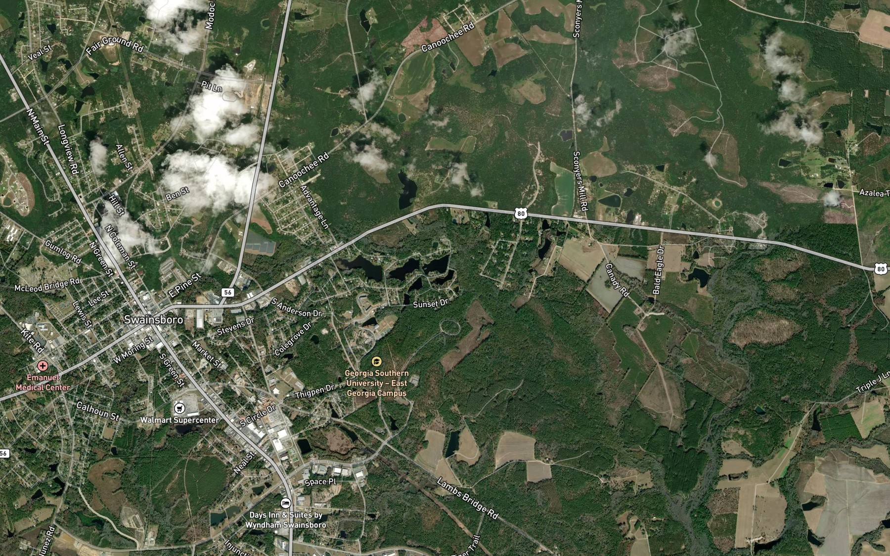 Satellite map of the Lake Thelma