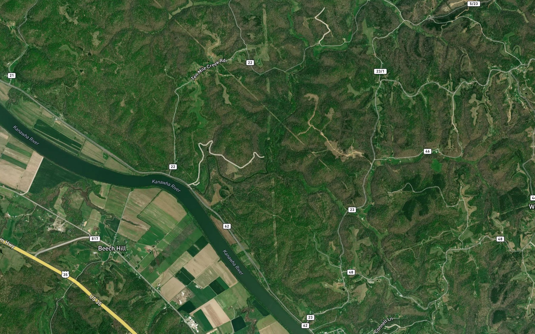 Satellite map of the Cooper Fork