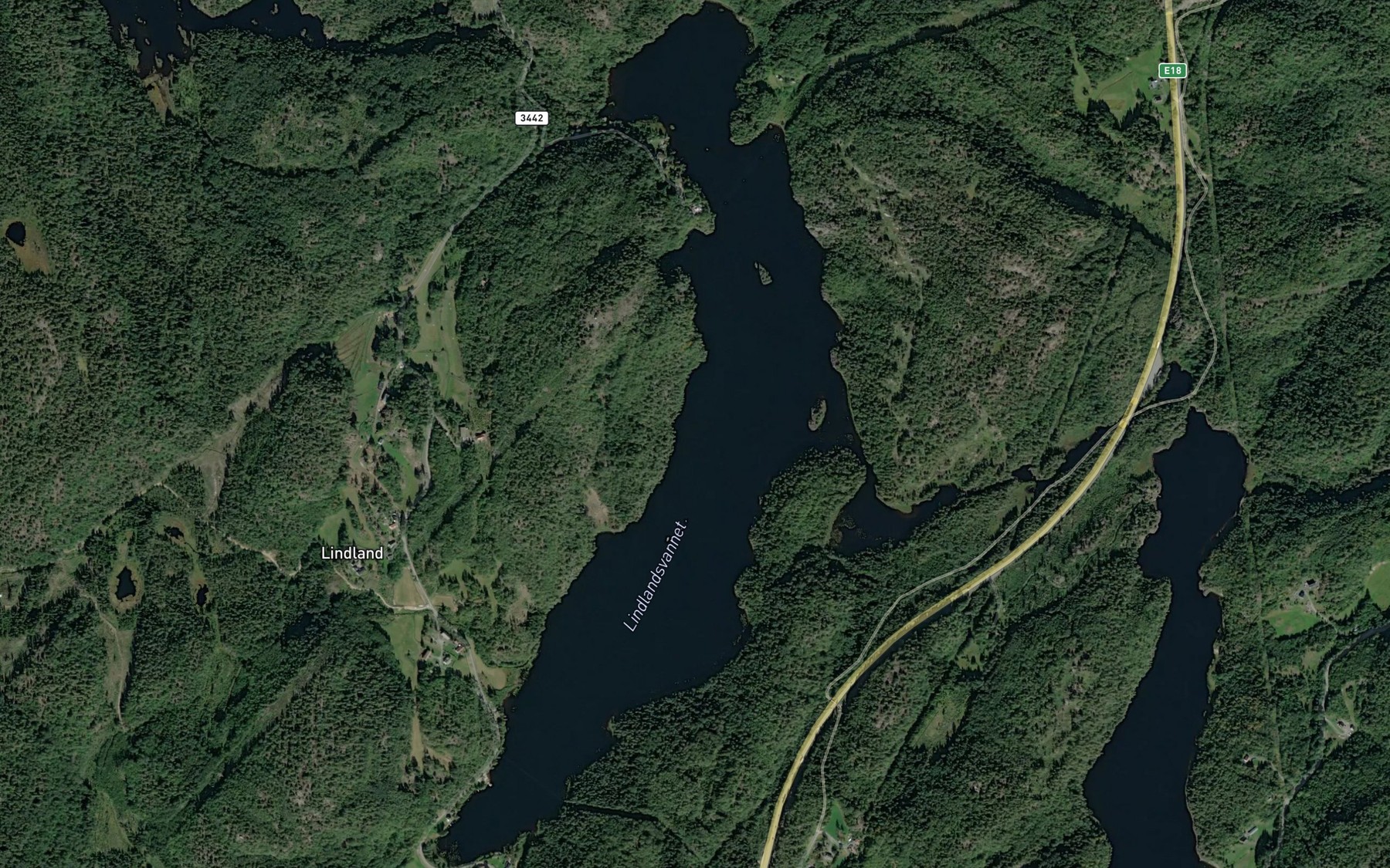 Satellite map of the Lindlandsvann