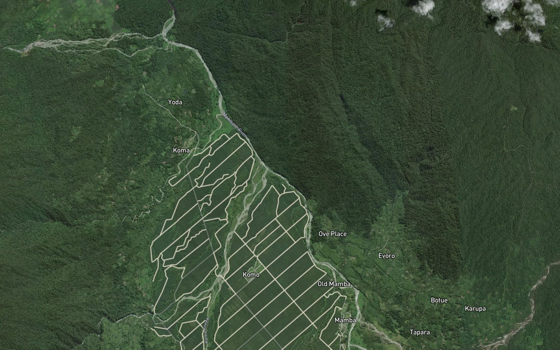 Satellite map of the Mambare River