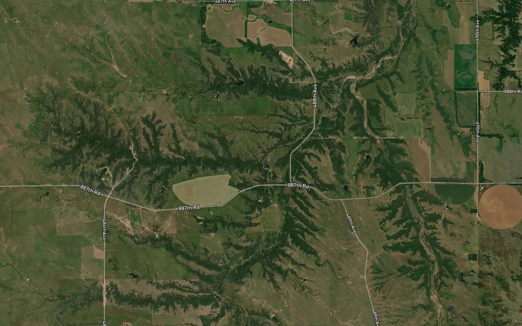 Satellite map of the Oak Creek
