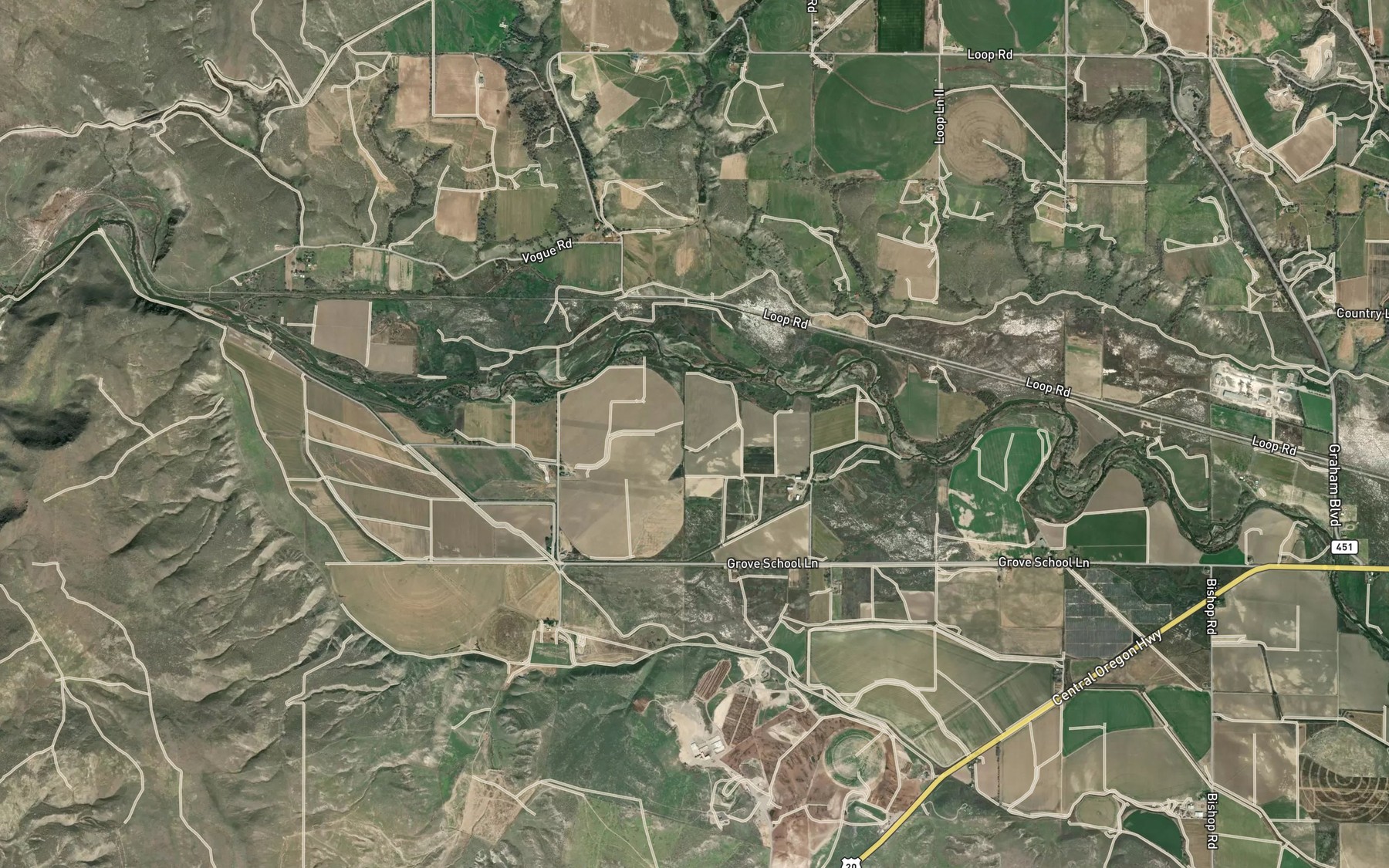 Satellite map of the Stacey Ditch