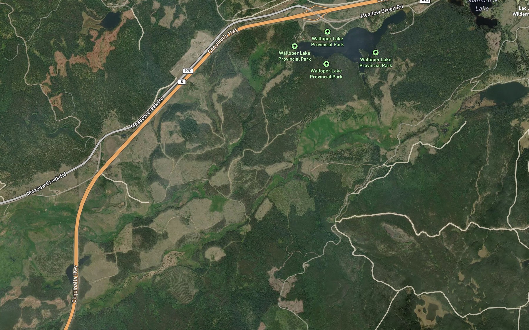 Satellite map of the Ridge Creek