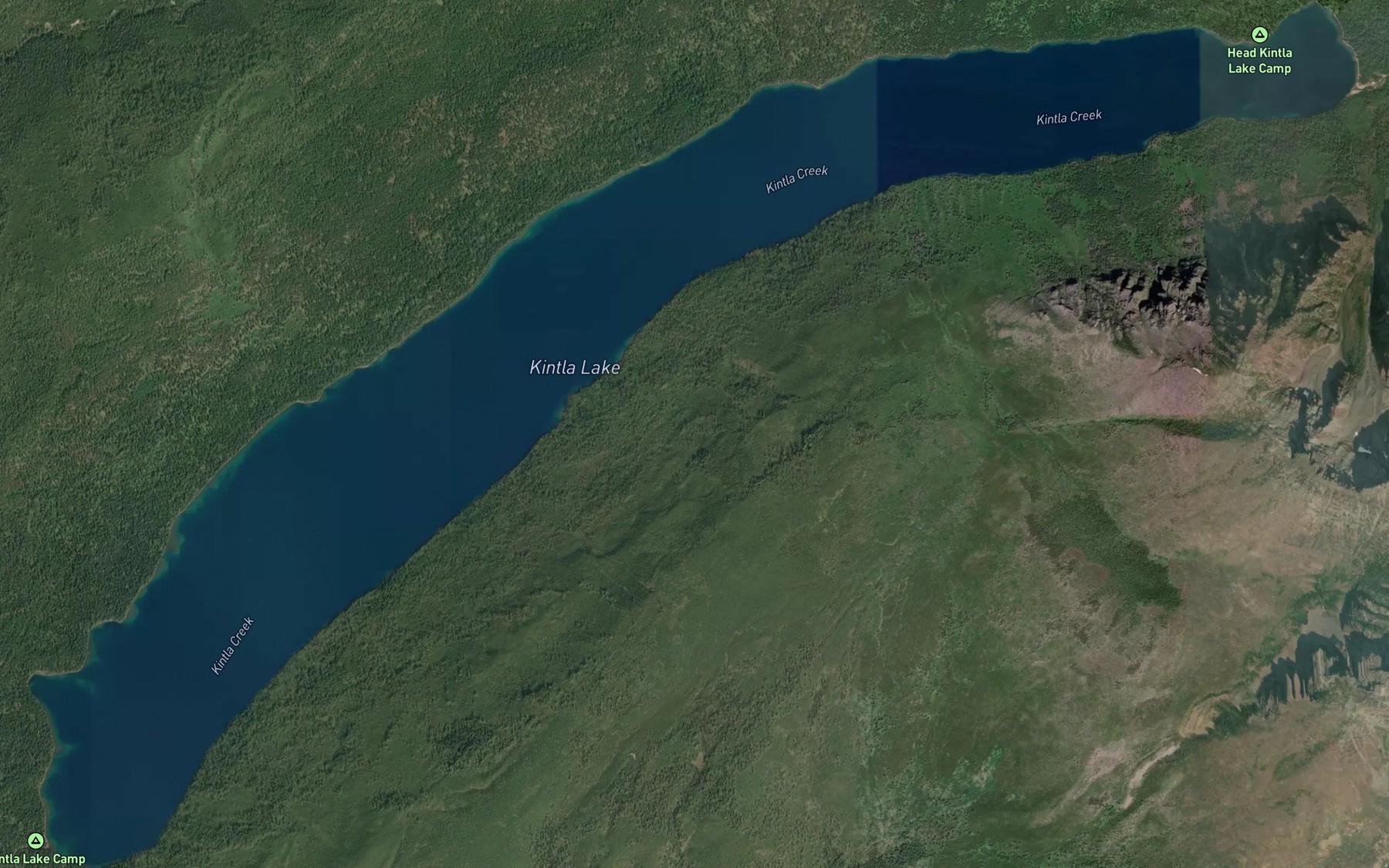 Satellite map of the Kintla Lake