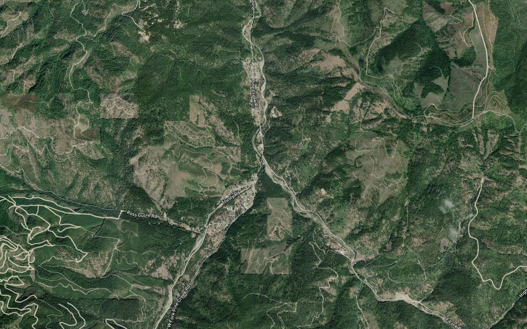 Satellite map of the East Fork Pine Creek