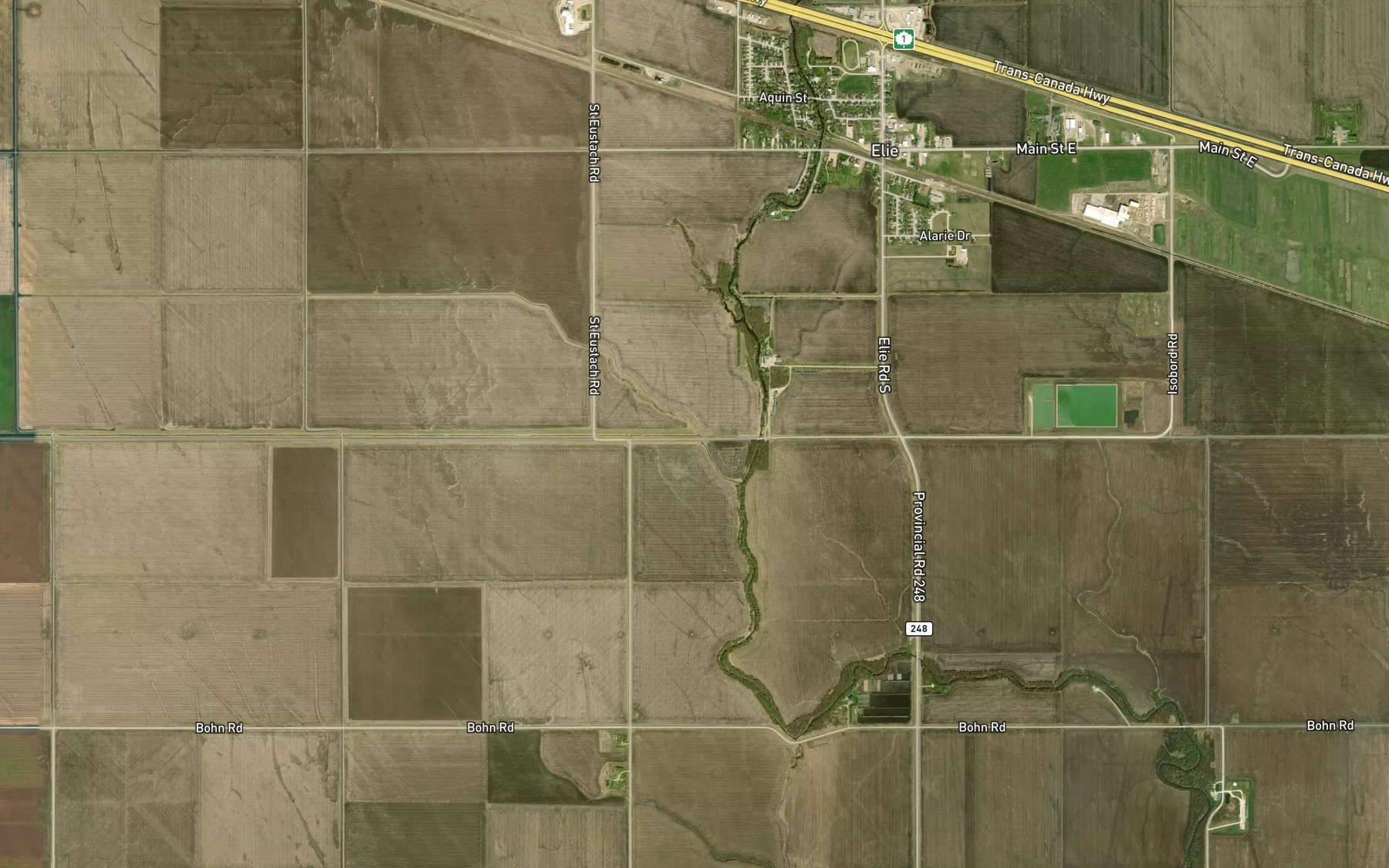 Satellite map of the Elm River