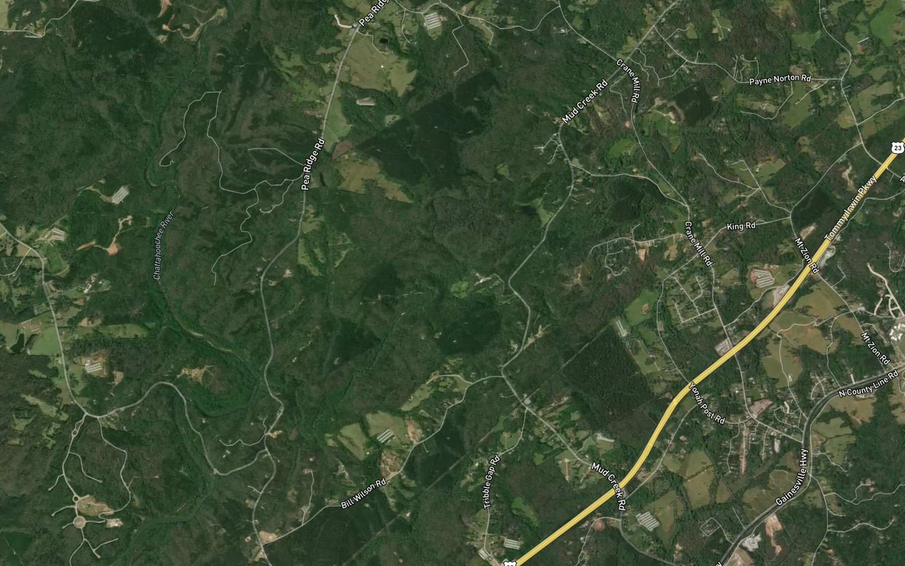 Satellite map of the Little Mud Creek