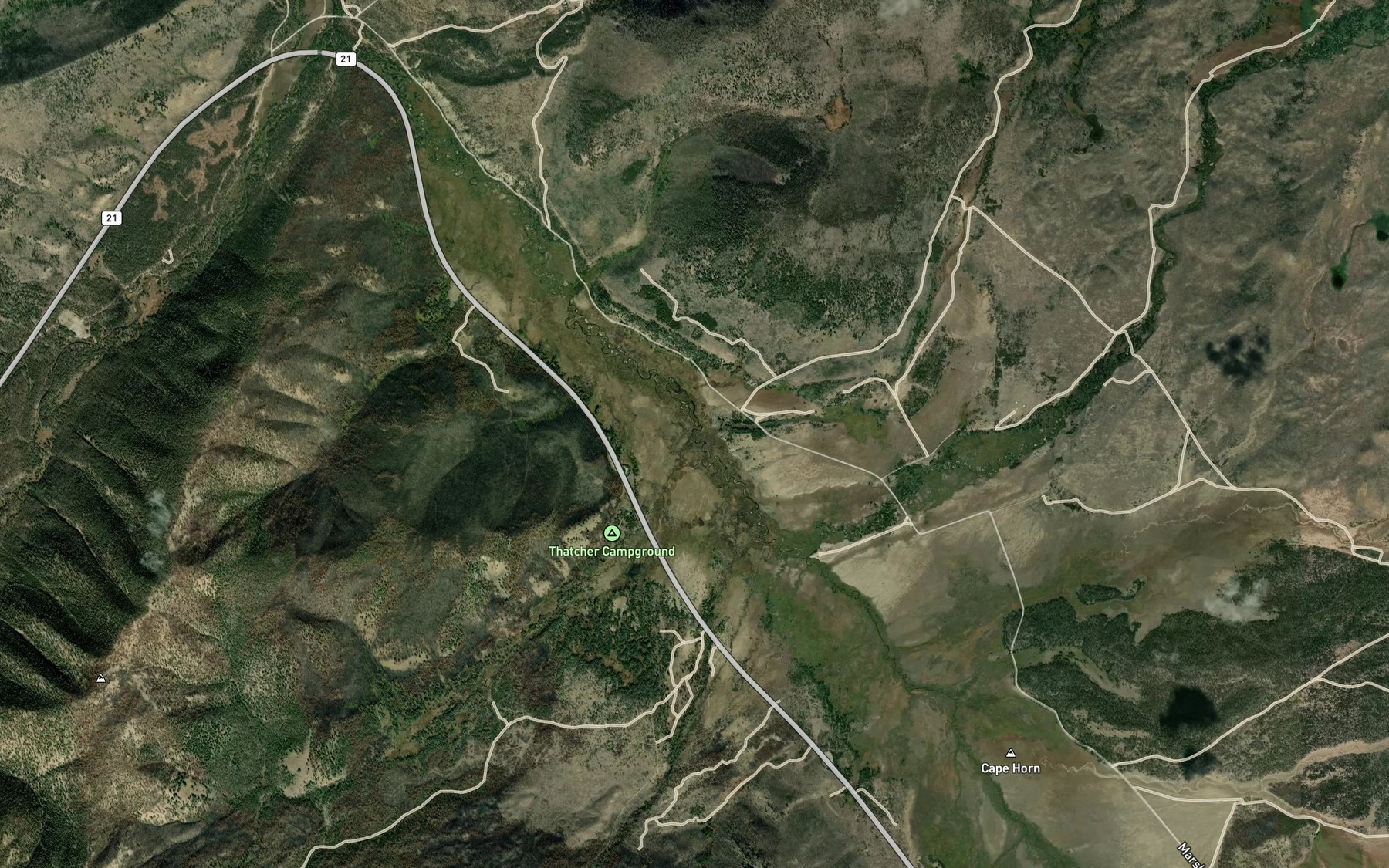 Satellite map of the Asher Creek