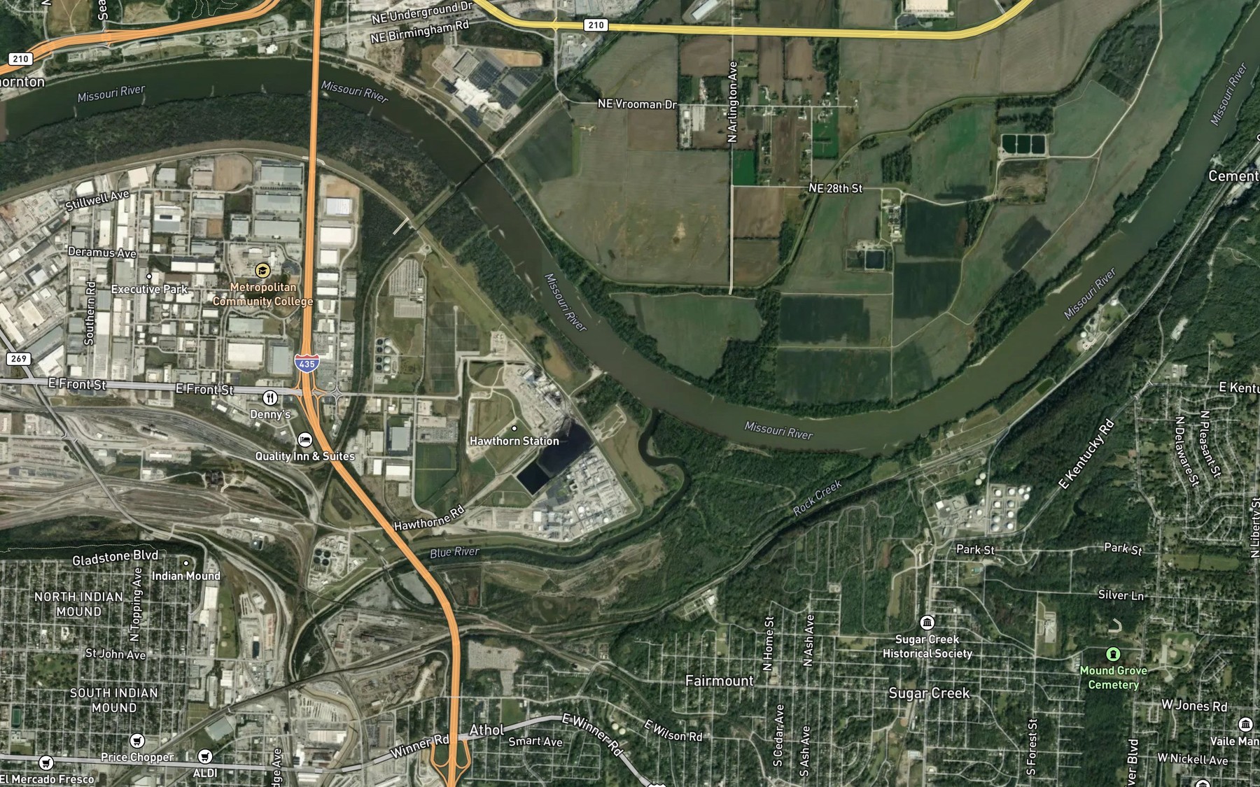 Satellite map of the Blue River