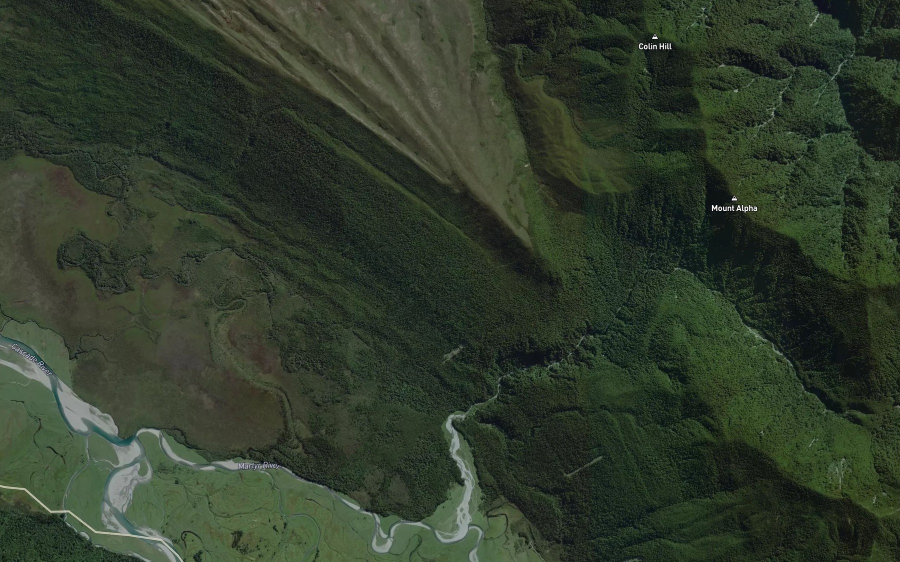Satellite map of the Laschelles Creek