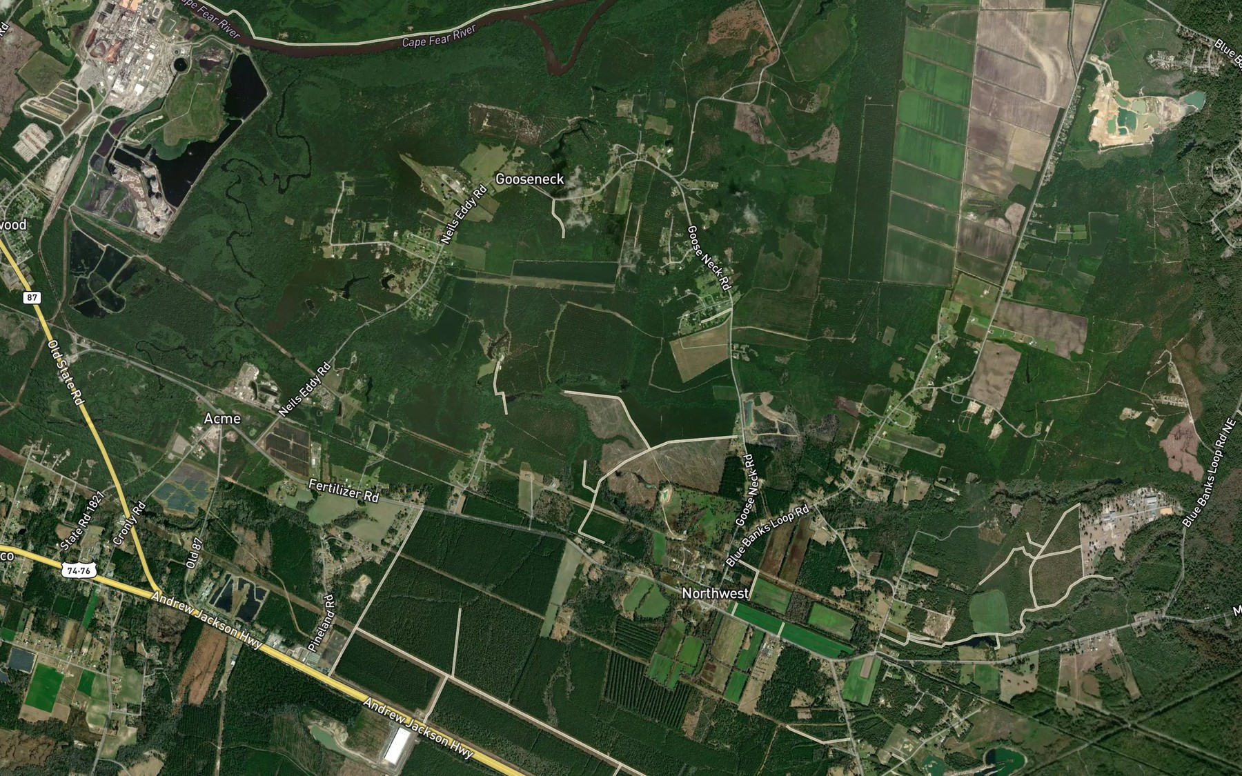 Satellite map of the Grape Branch