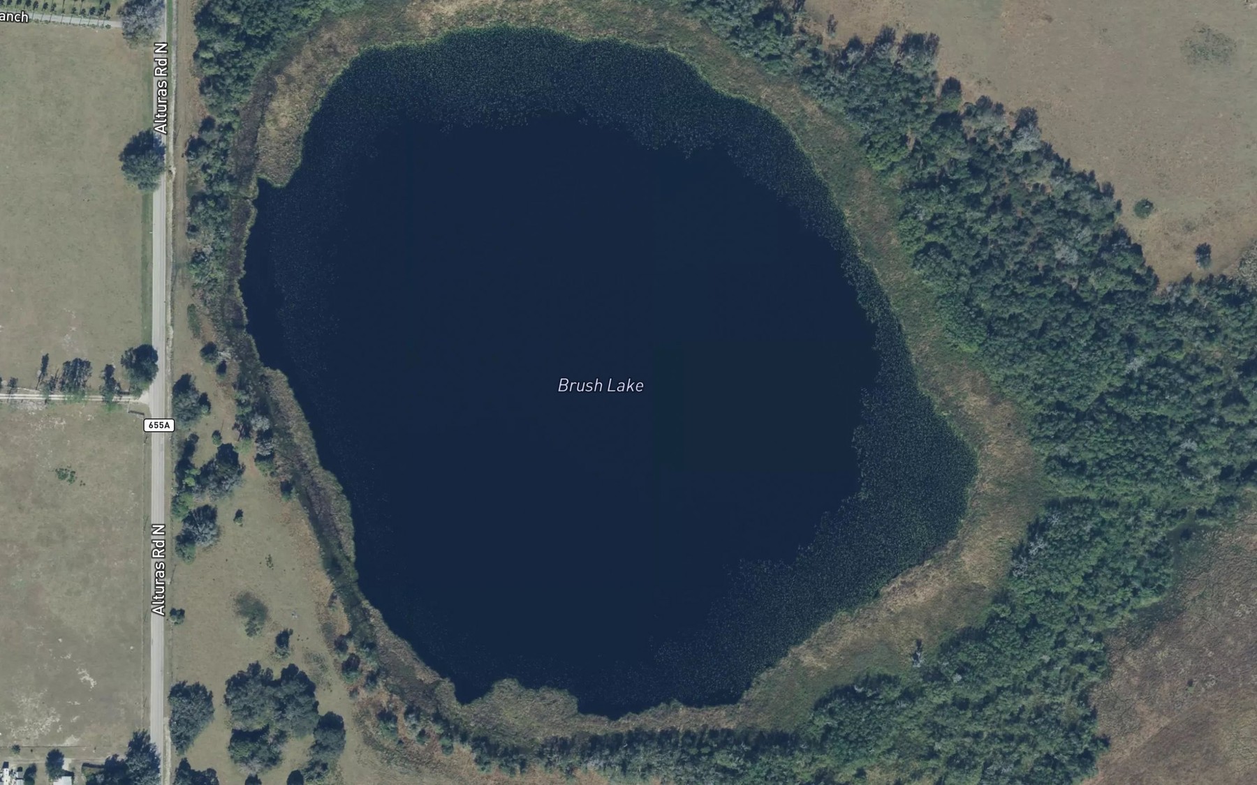 Satellite map of the Brush Lake