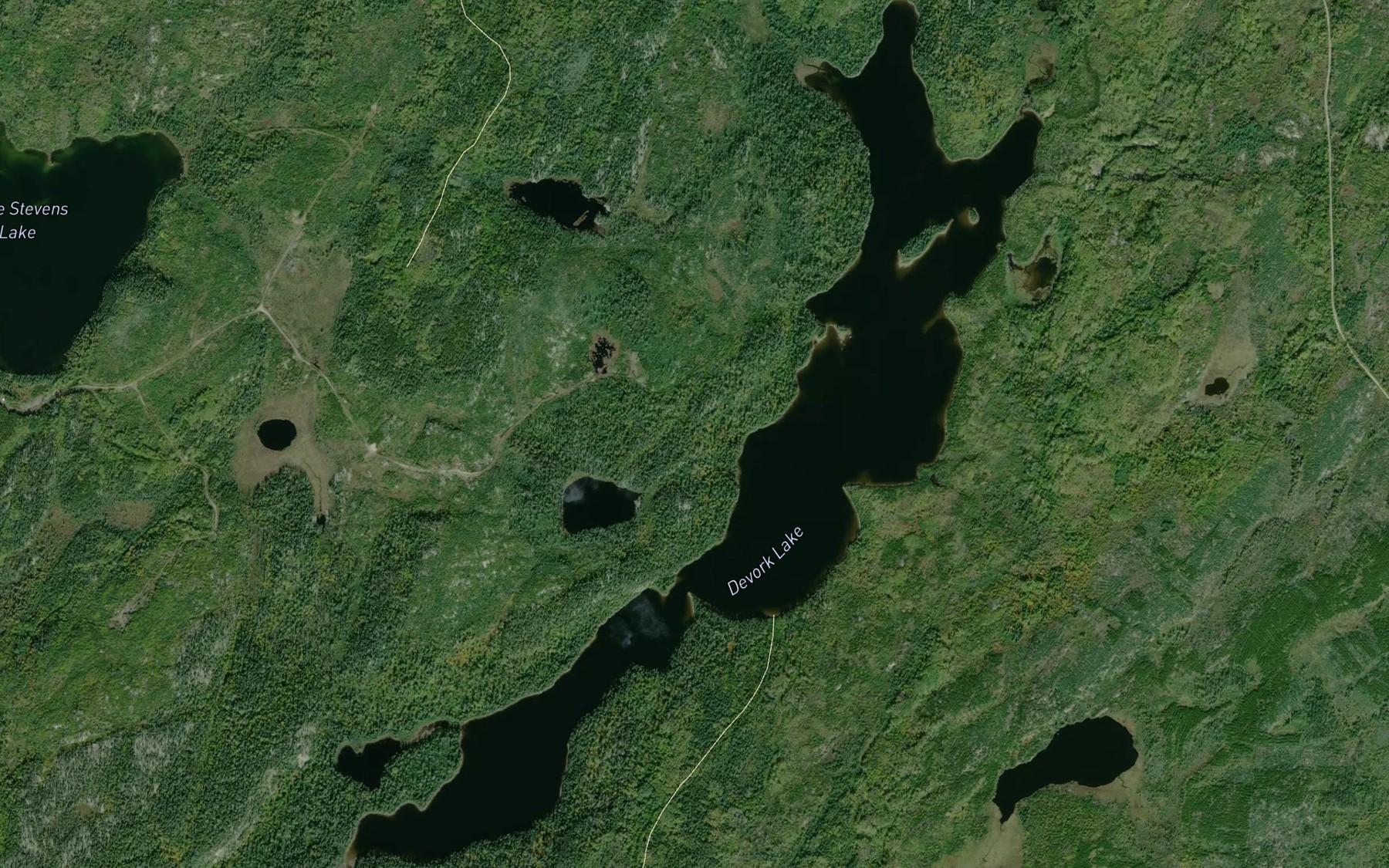 Satellite map of the Devork Lake