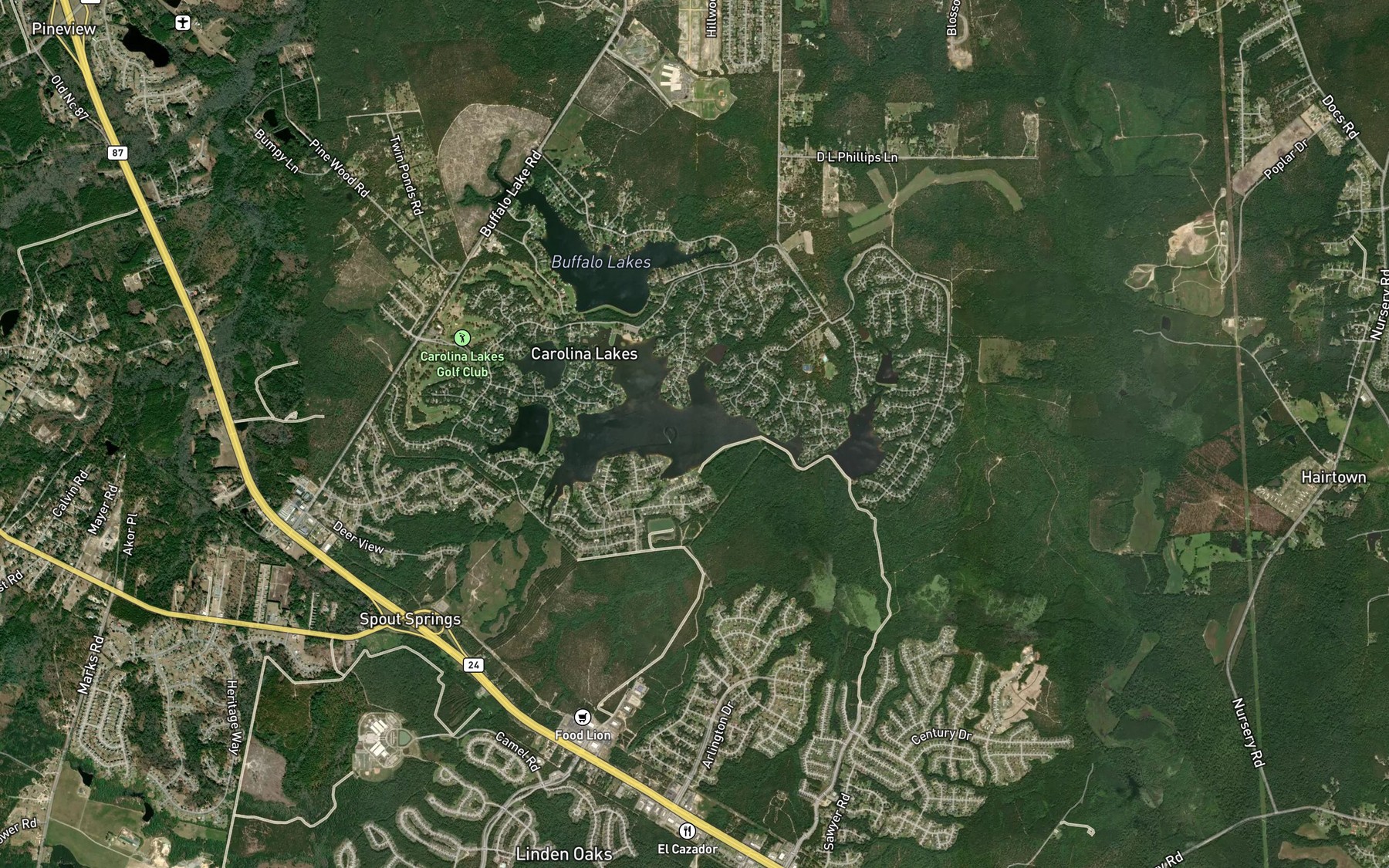 Satellite map of the Meadow Branch