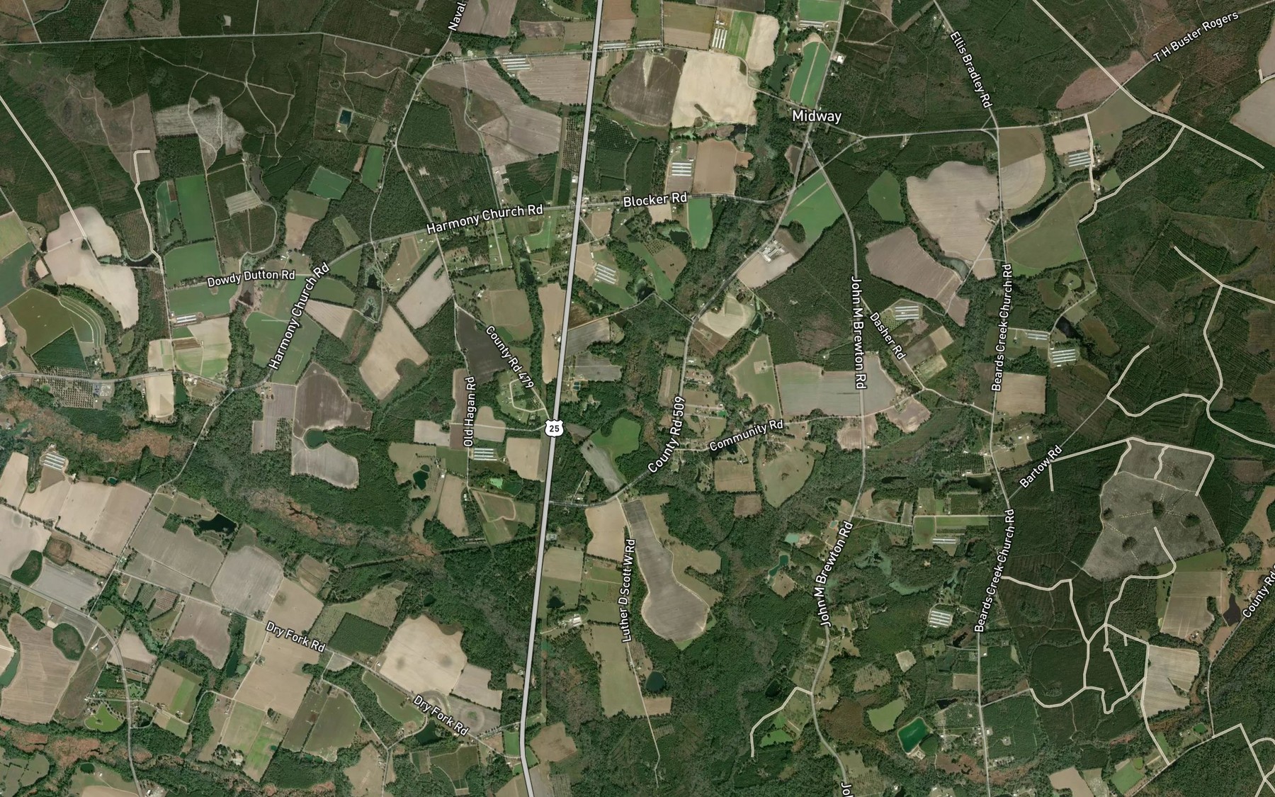 Satellite map of the Waters Pond