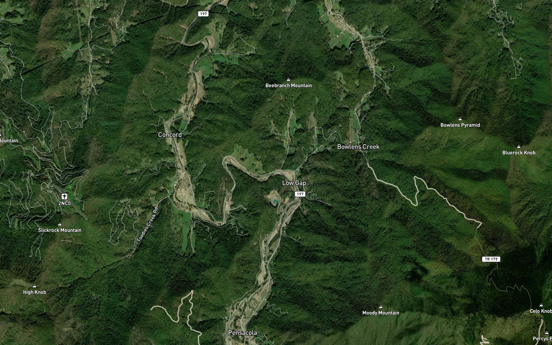 Satellite map of the Bee Branch