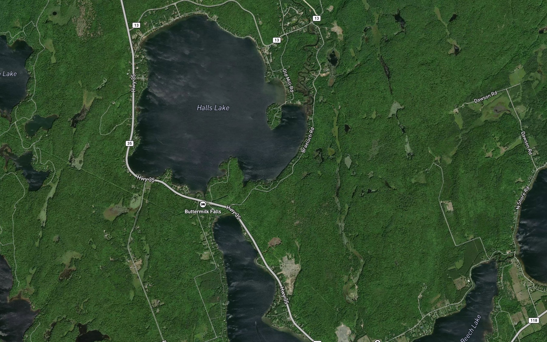 Satellite map of the Little Kennisis River