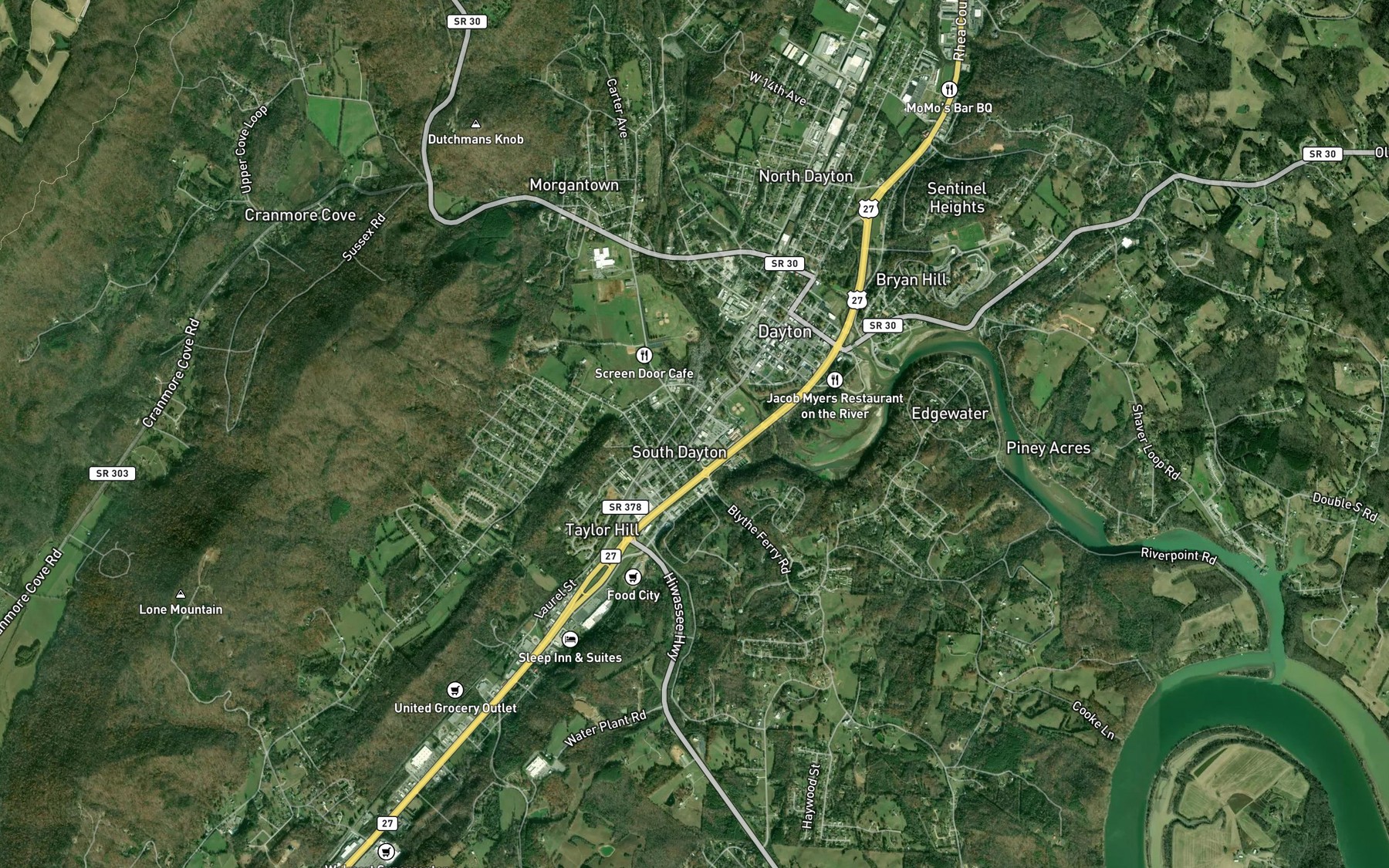 Satellite map of the Two Spjrings spring