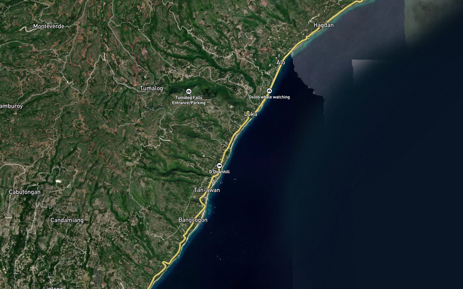 Satellite map of the Magambac River