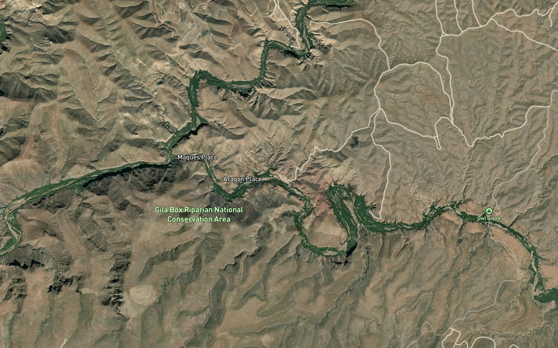 Satellite map of the Gillard Hot Springs