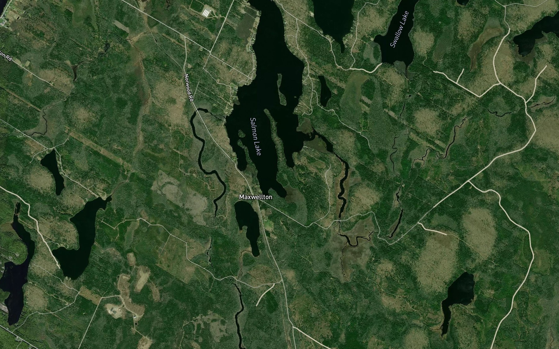 Satellite map of the Swallow Lake Brook