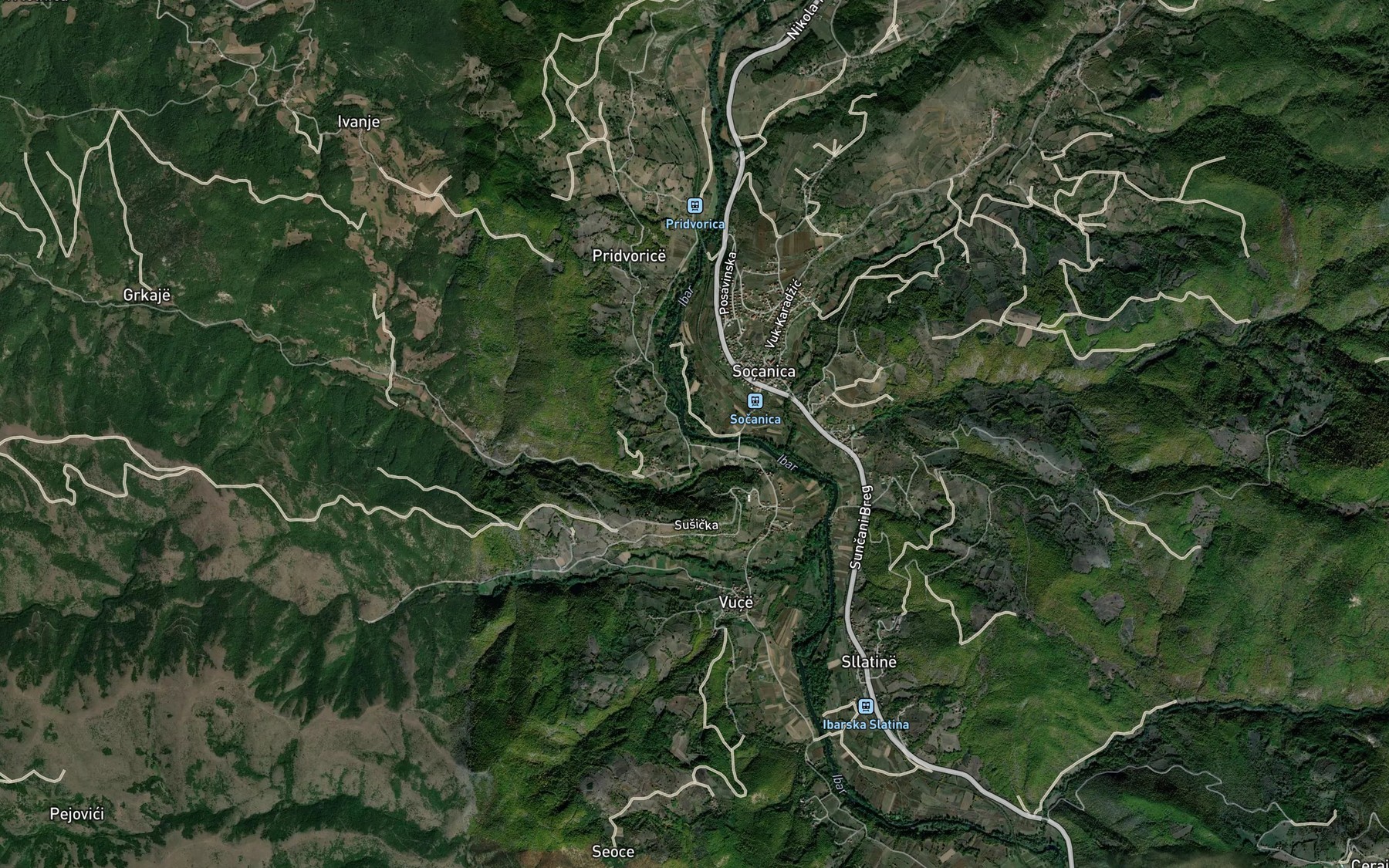 Satellite map of the Grkajska Reka