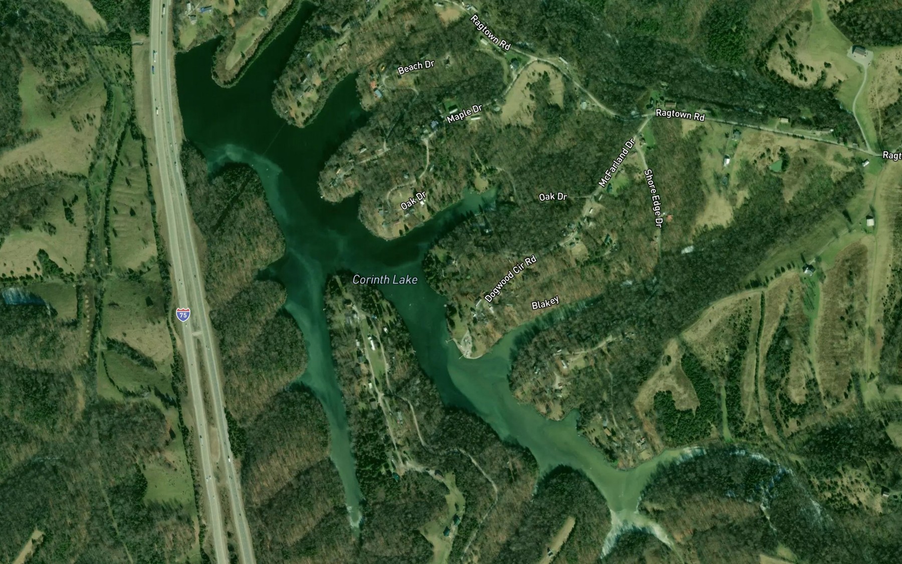 Satellite map of the Corinth Lake