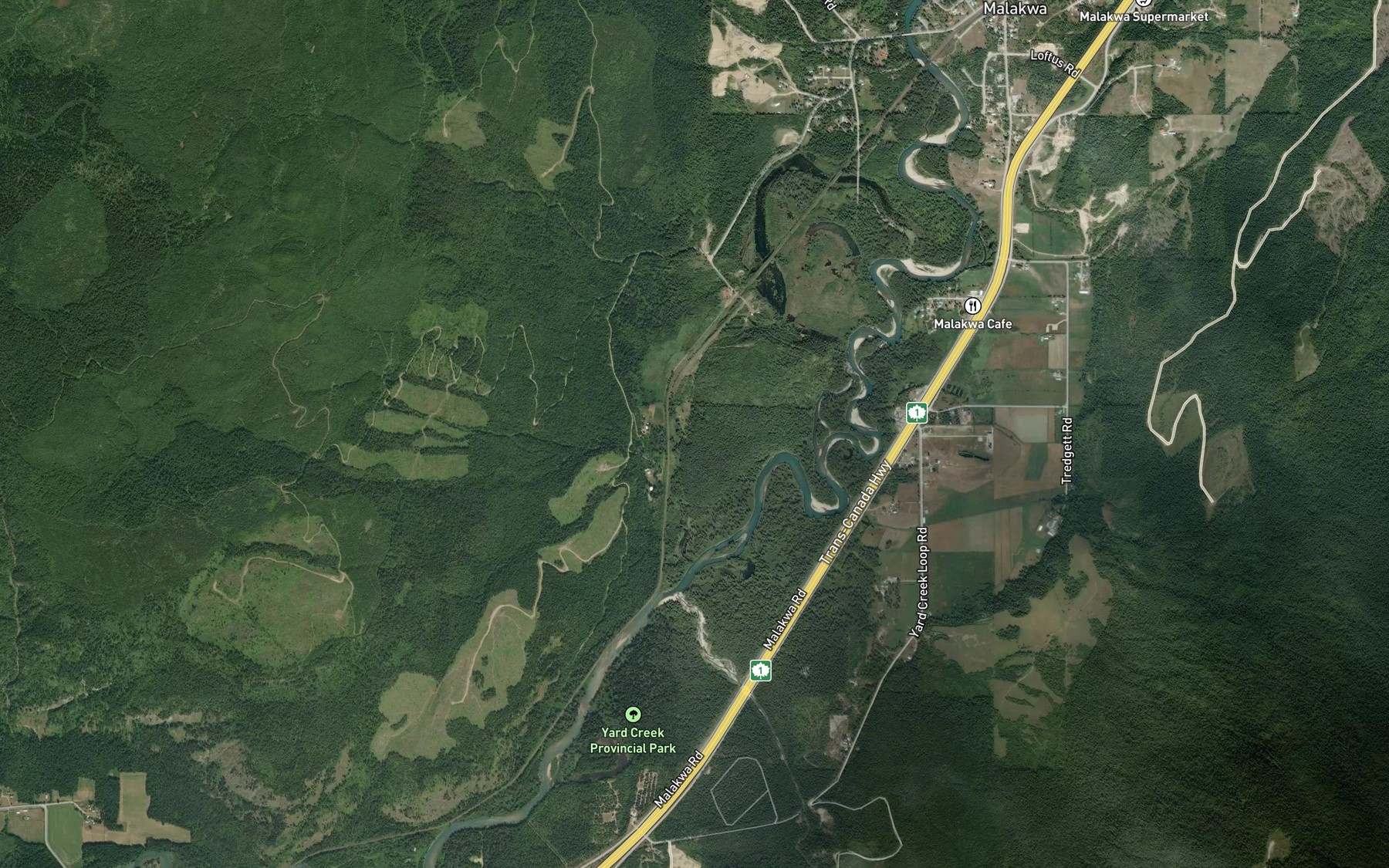 Satellite map of the Yard Creek
