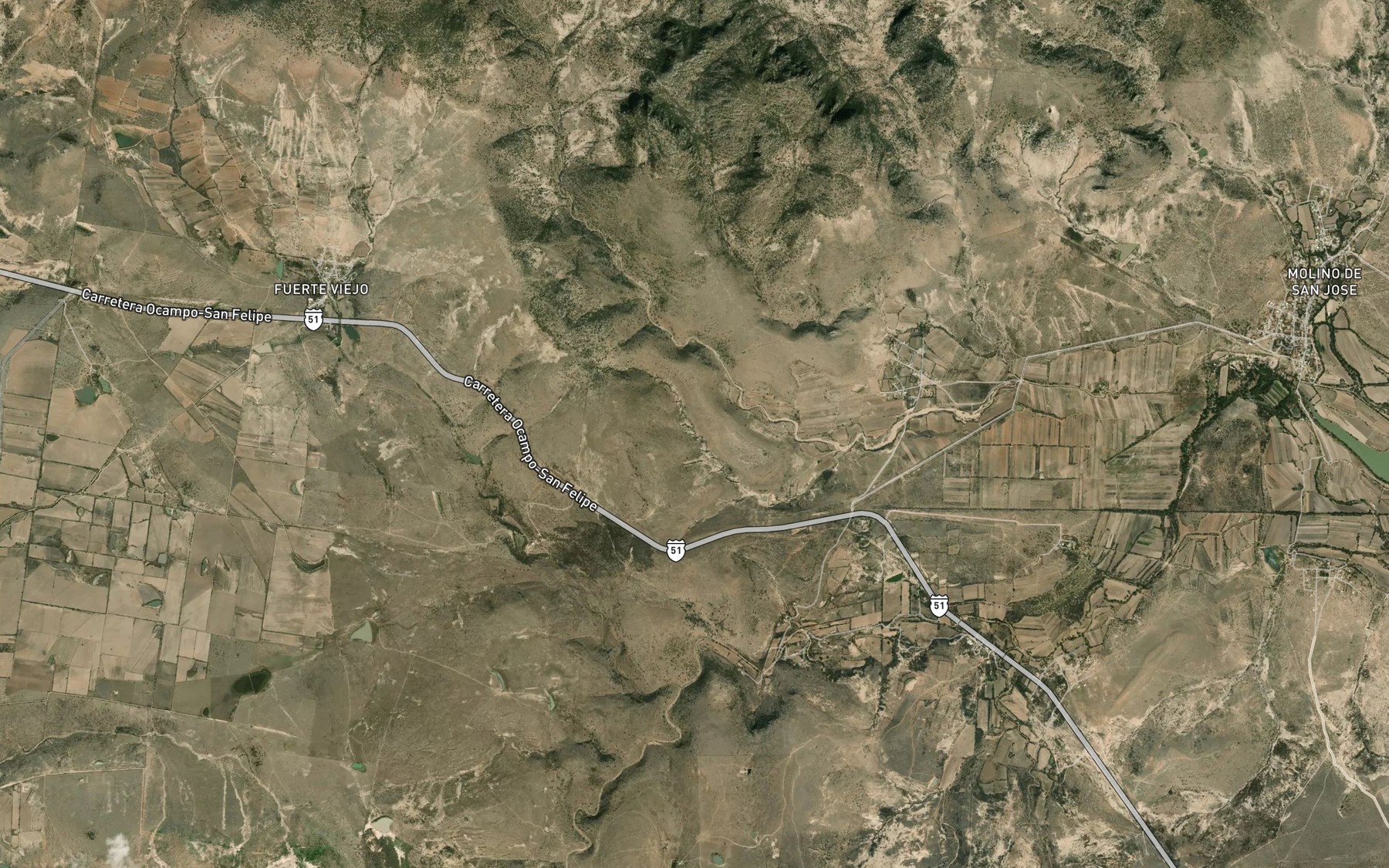 Satellite map of the Tierras Blancas