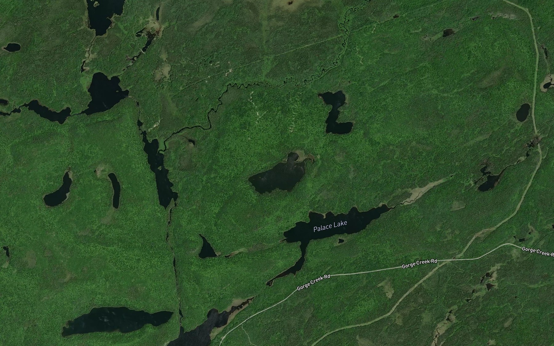 Satellite map of the Pain Lake