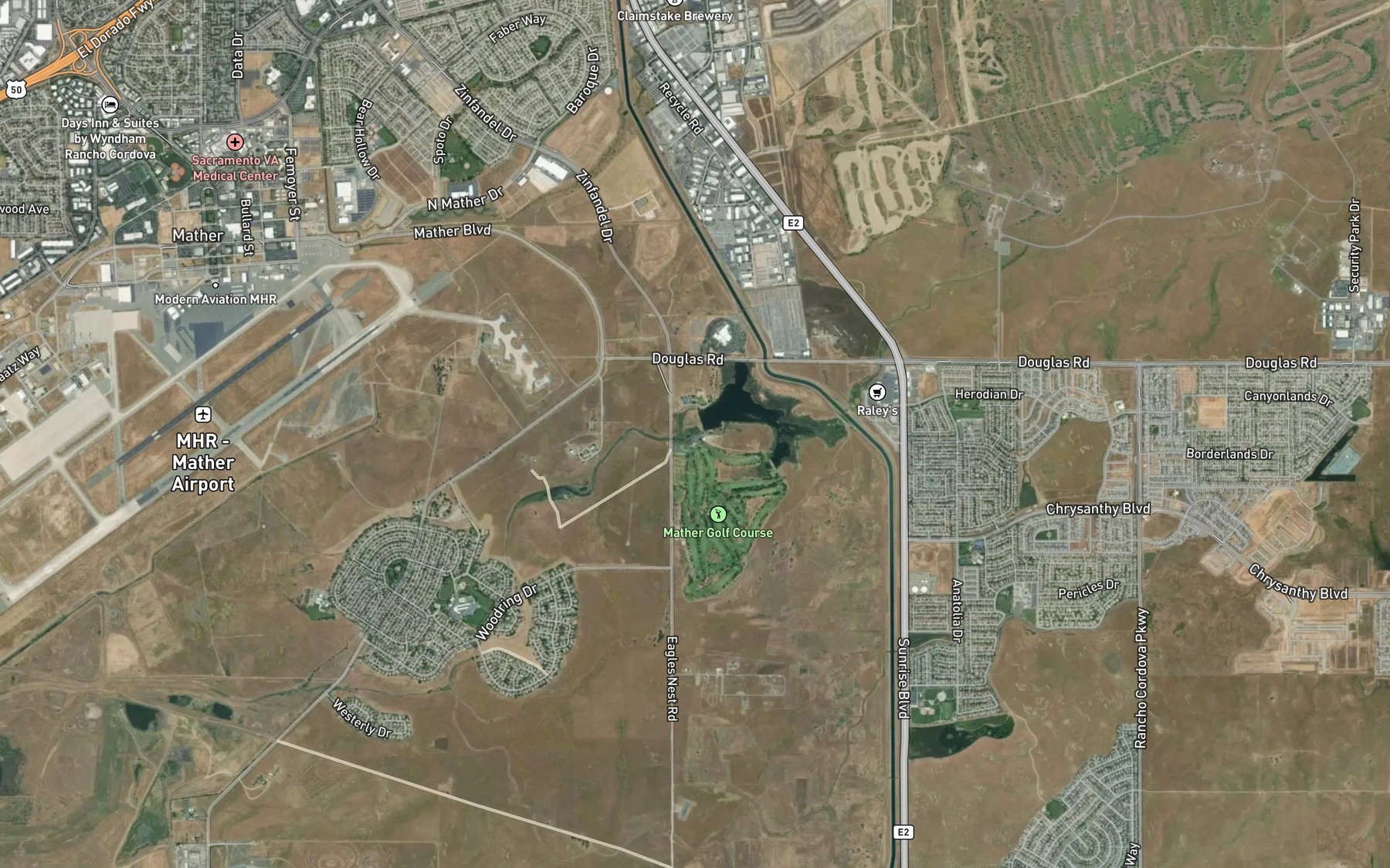 Satellite map of the Mather Lake