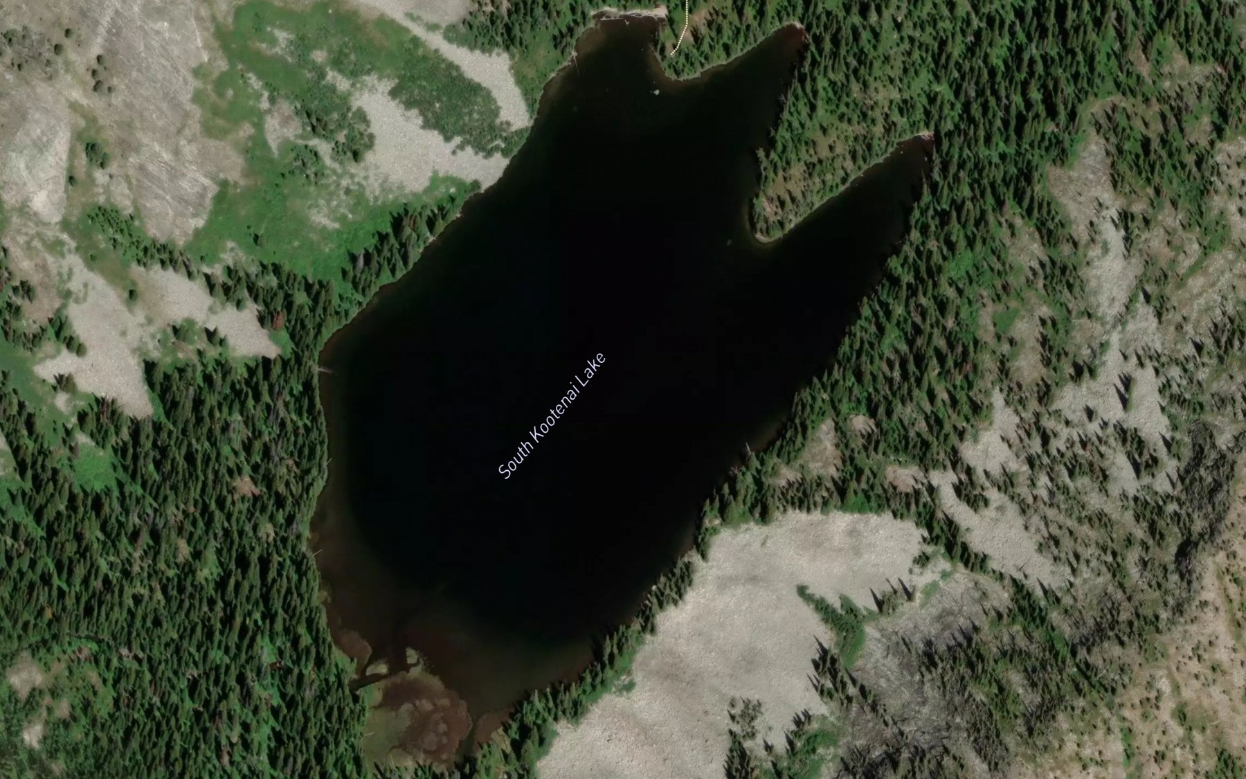 Satellite map of the South Kootenai Lake
