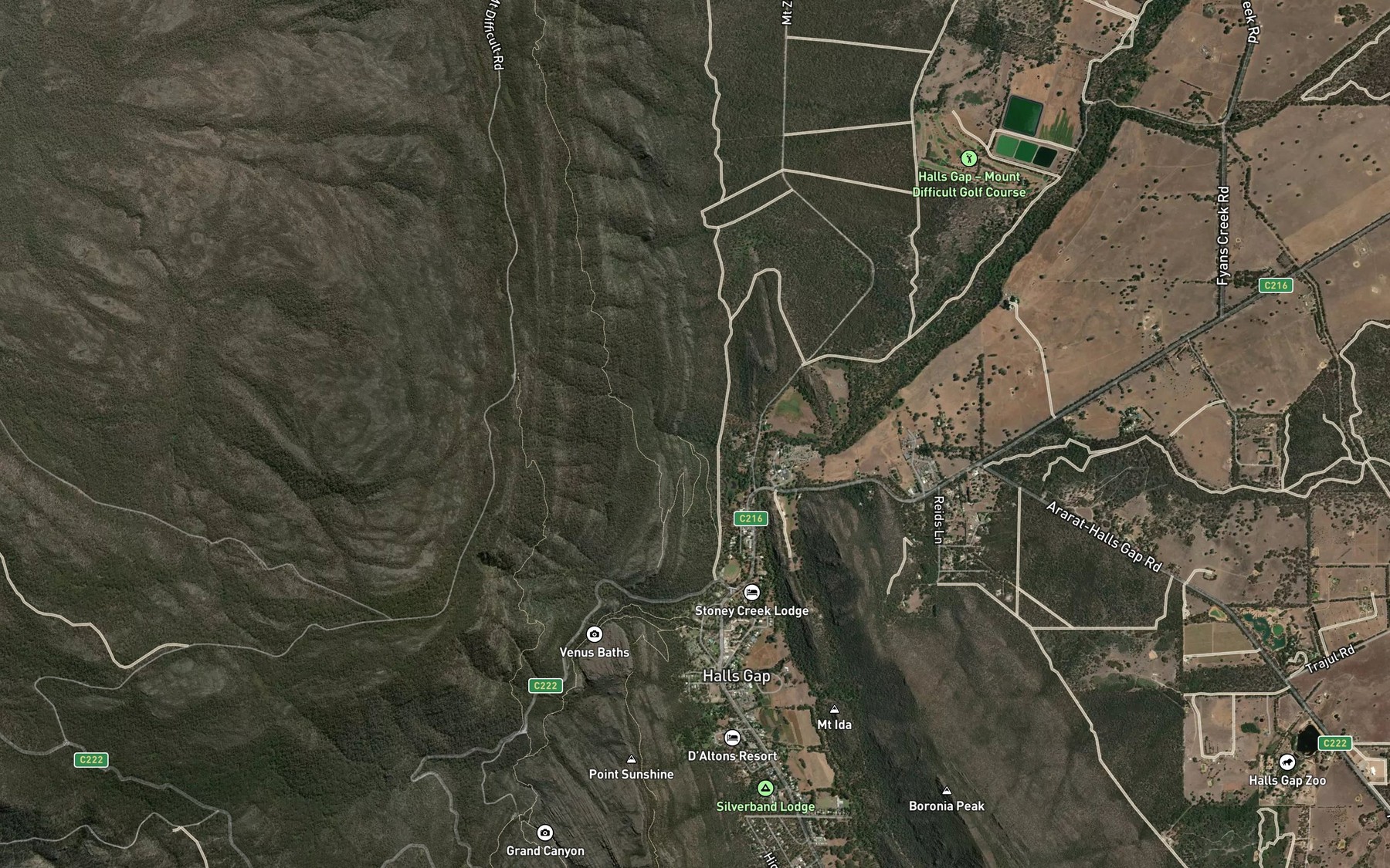 Satellite map of the Indigo Creek