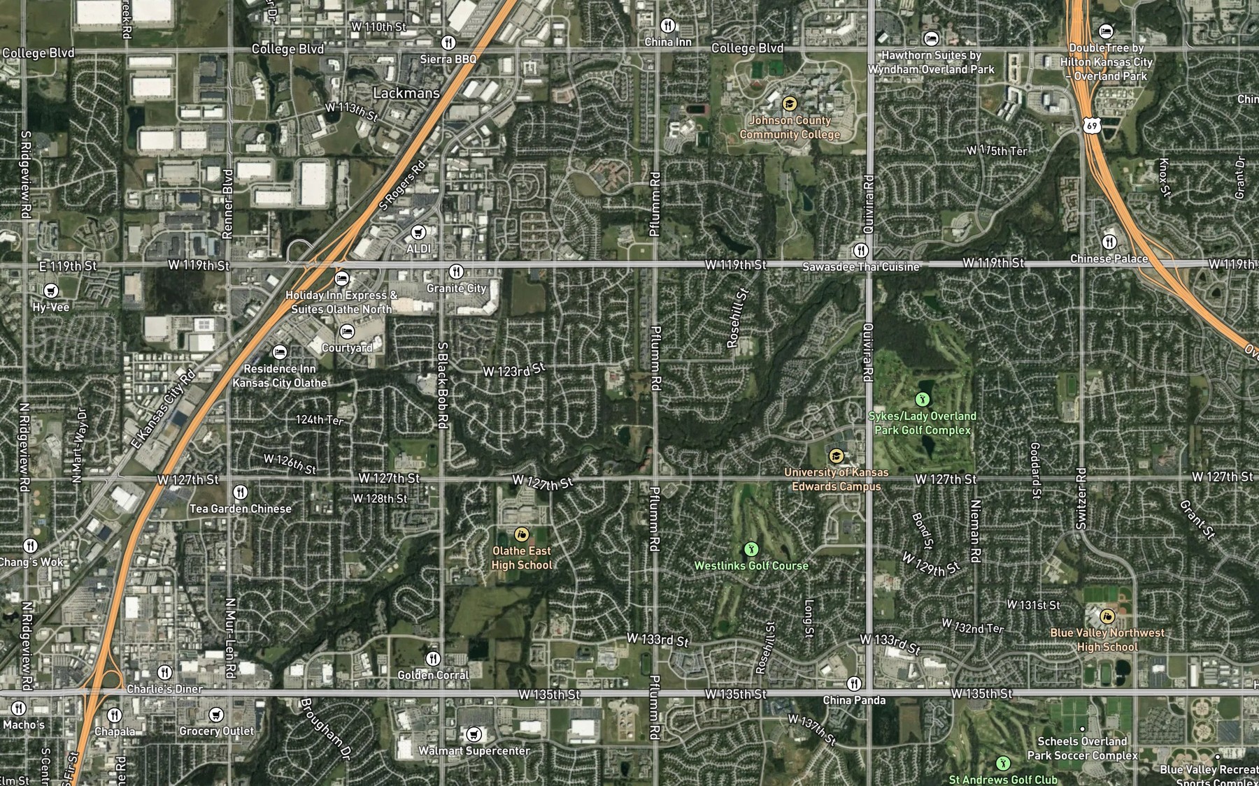 Satellite map of the Heatherstone Pond