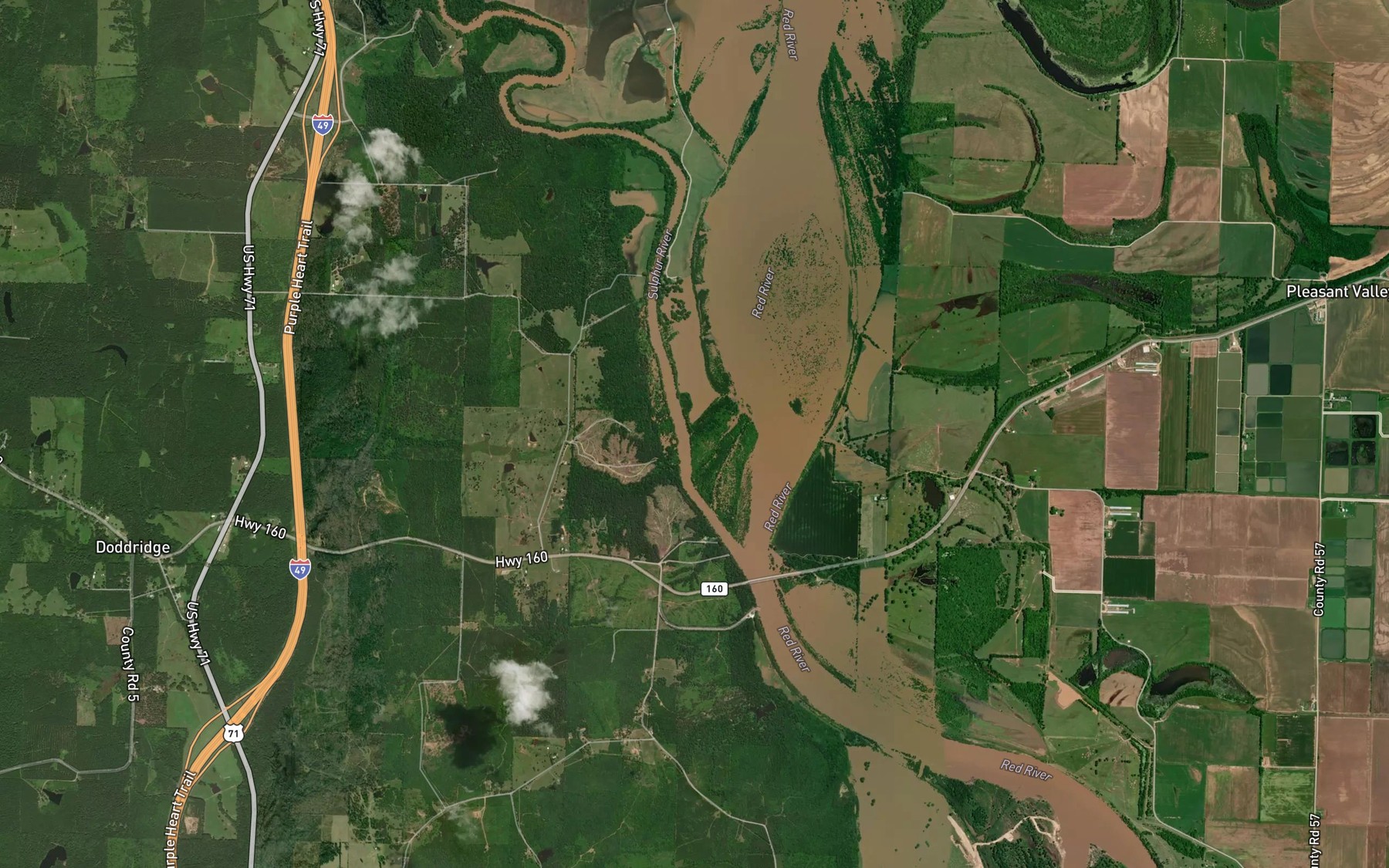 Satellite map of the Old Channel McKinney Bayou