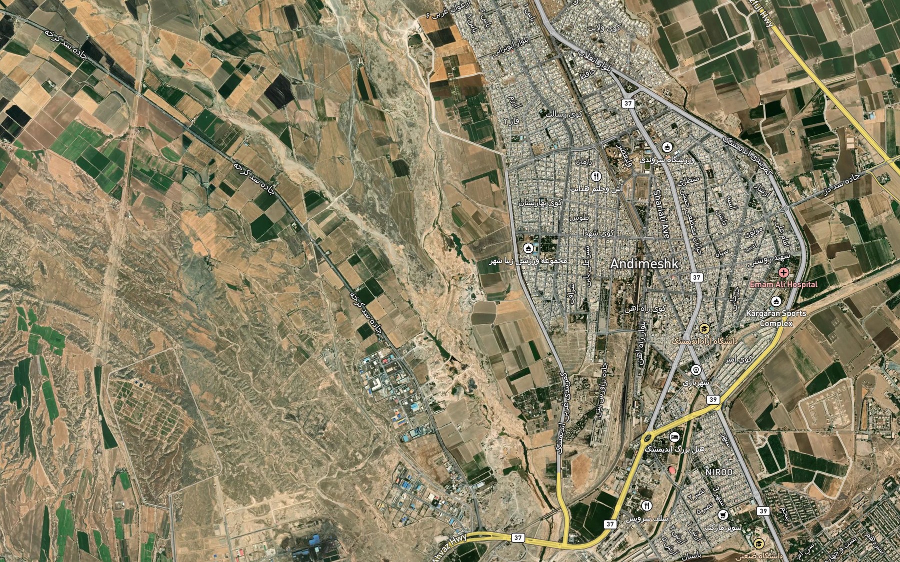 Satellite map of the Rudkhaneh-ye Balarud-e Jonubi