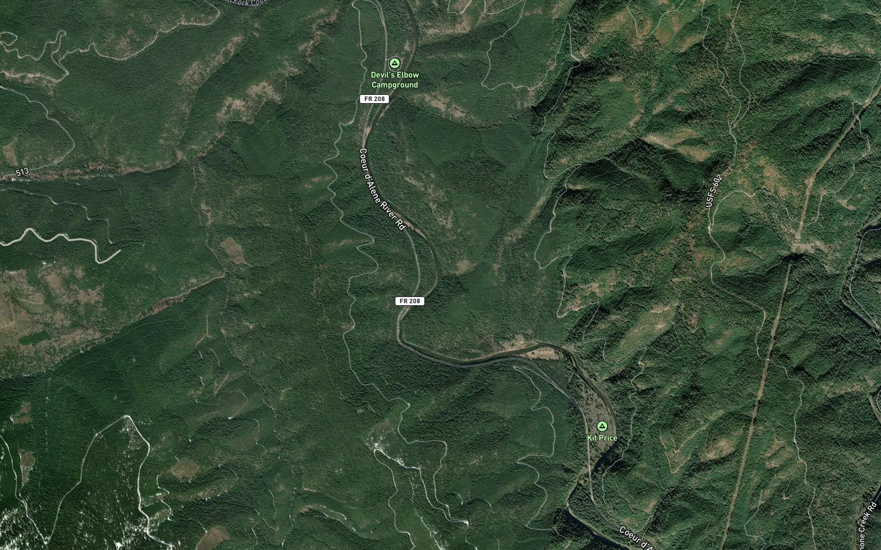 Satellite map of the Ferguson Creek