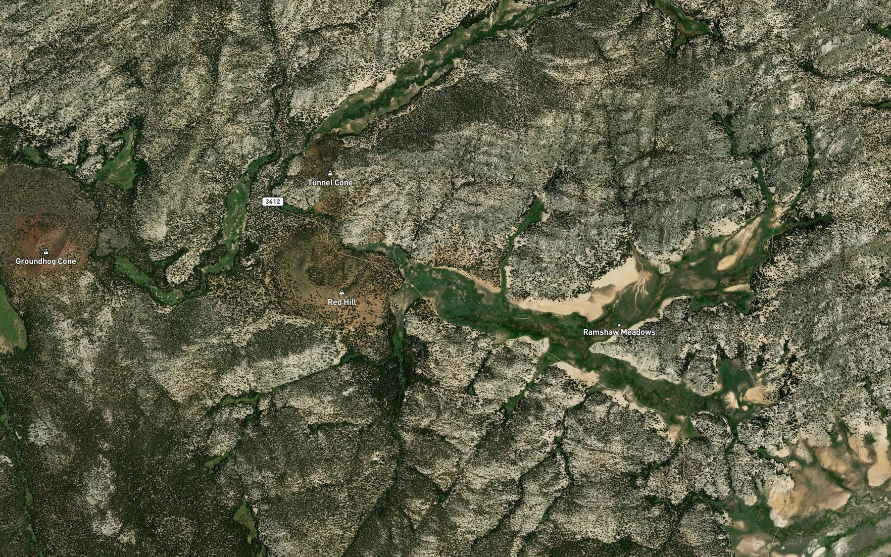 Satellite map of the Kern Peak Stringer