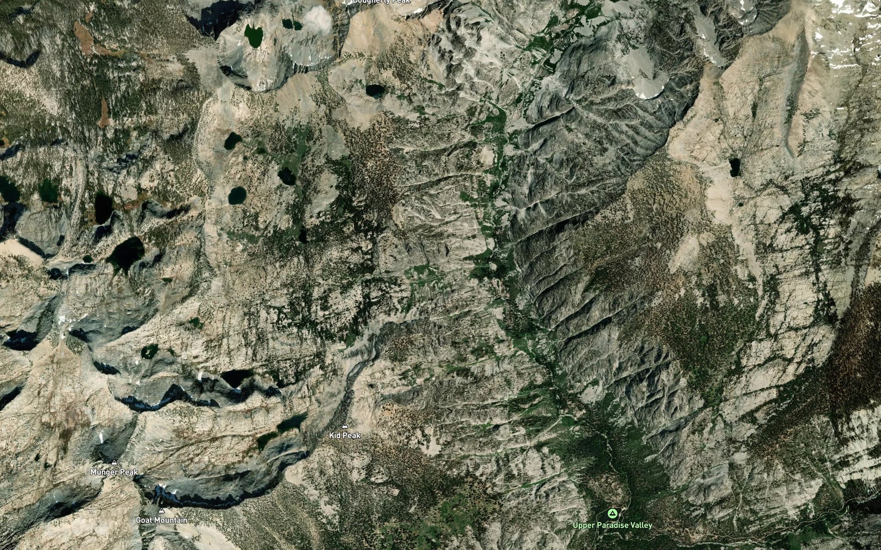 Satellite map of the North Fork Kid Creek