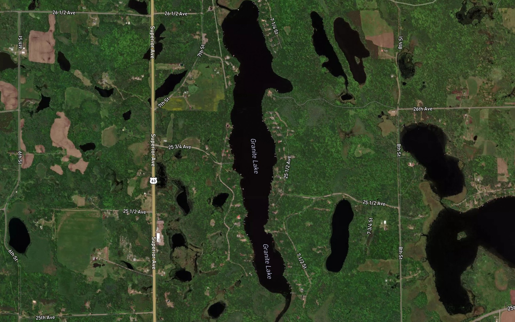 Satellite map of the Granite Lake