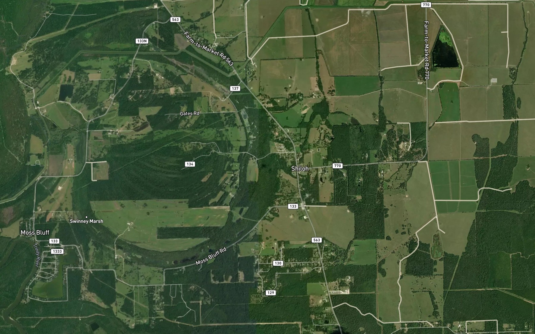Satellite map of the Shiloh Creek