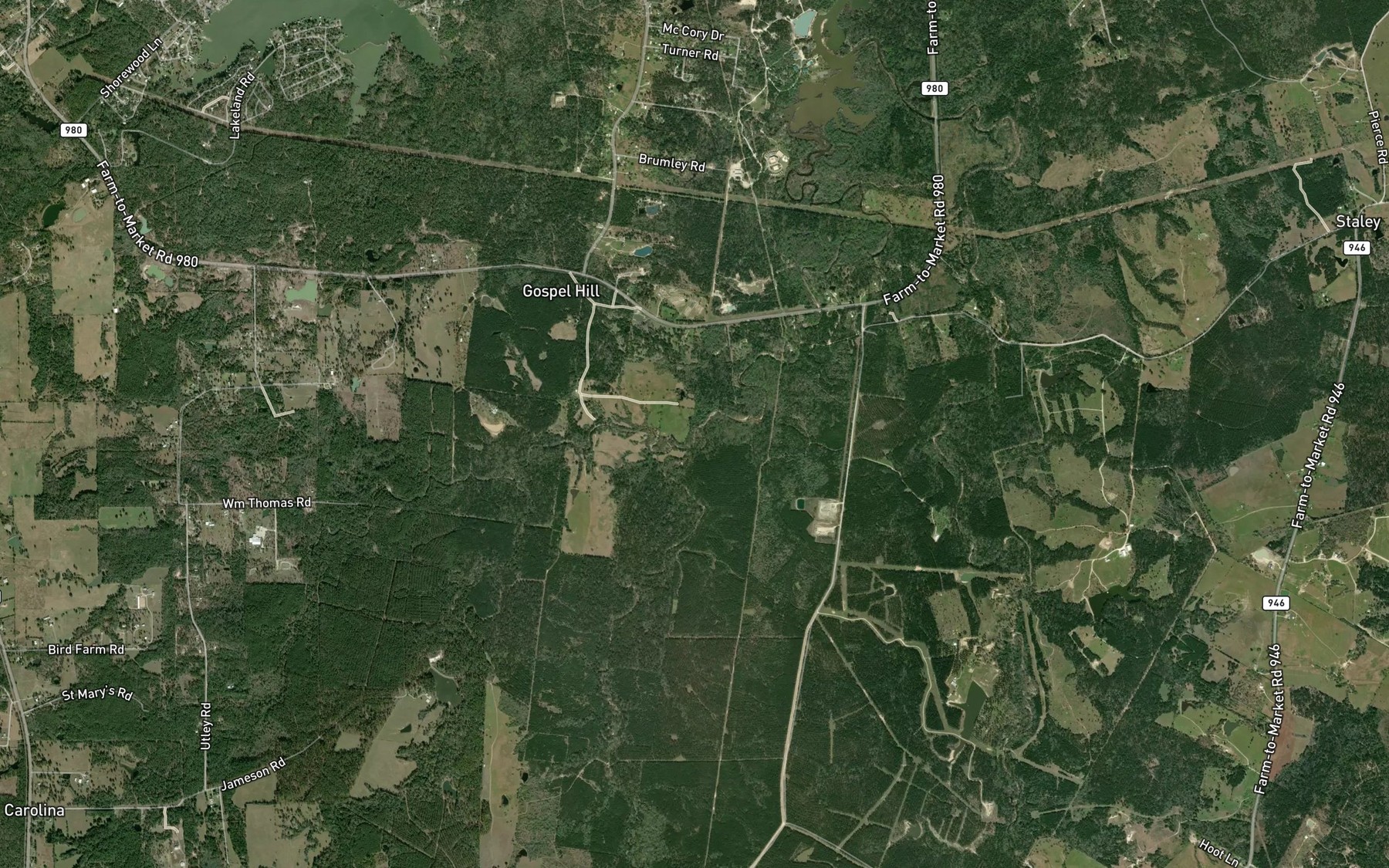 Satellite map of the Sutton Creek