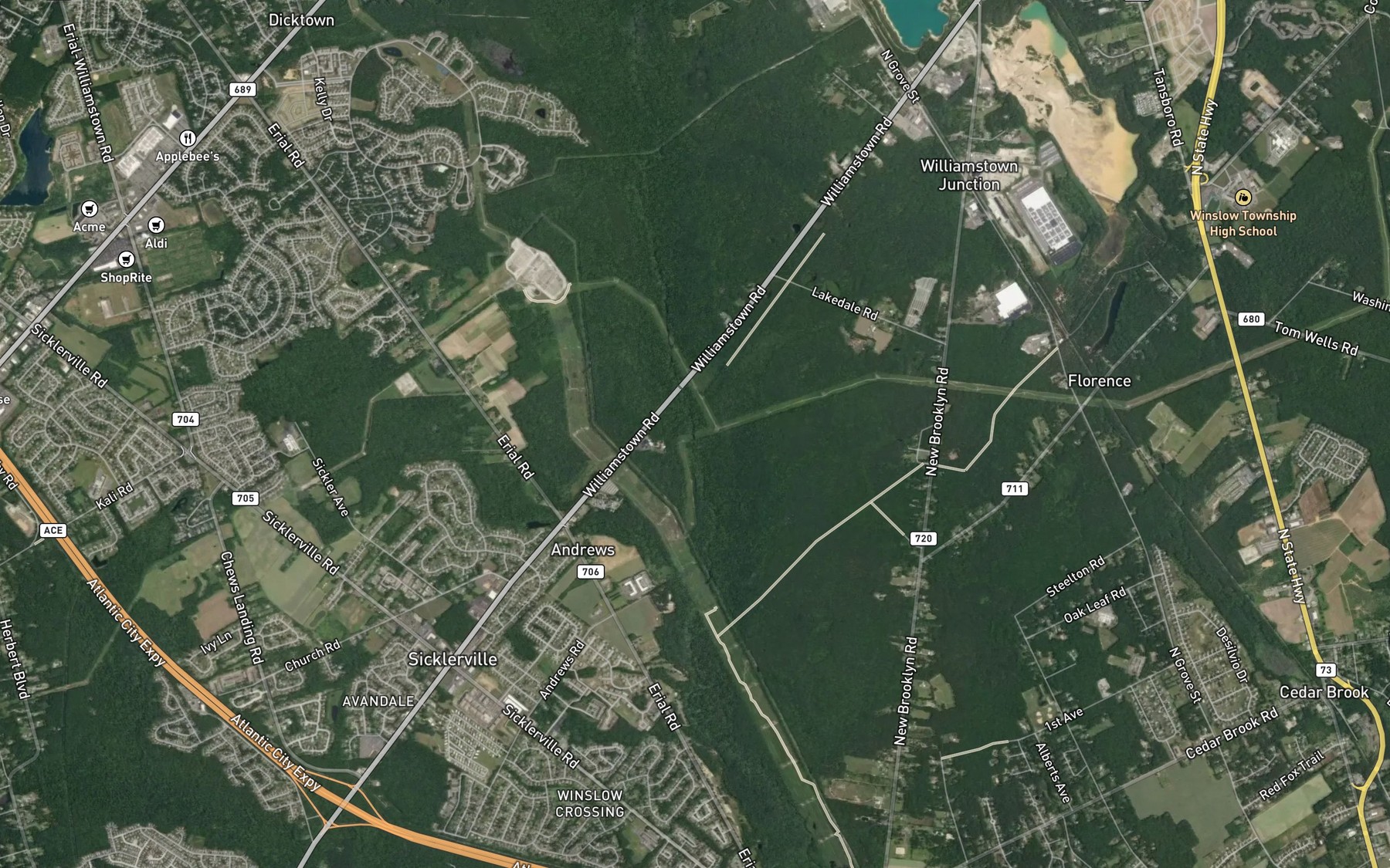 Satellite map of the Kay Branch