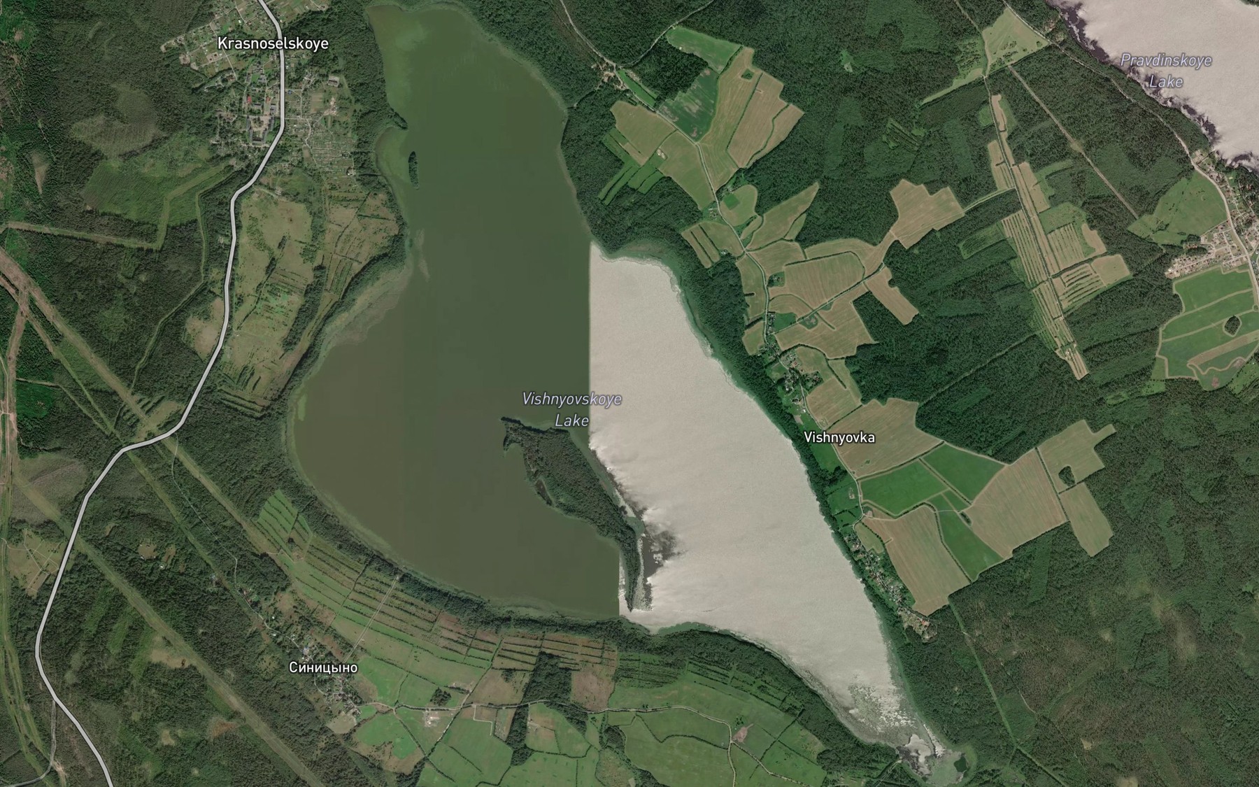 Satellite map of the Ozero Vishnevskoye