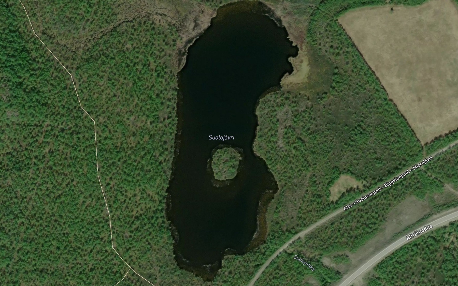 Satellite map of the Suolojavrras